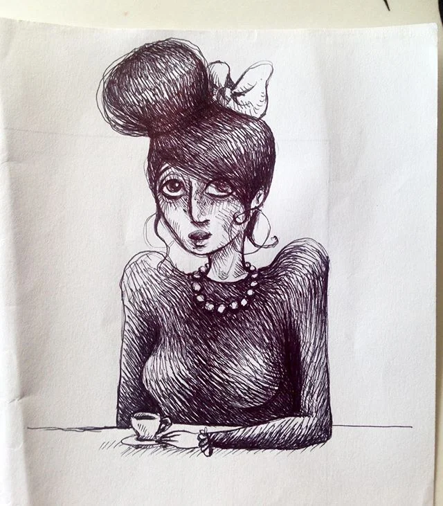 Bonjour c'est moi la mauvaise élève d'#Inktober2019, et voici un p'tit dessin qui n'a rien à voir. 
#illustration #meuf #coupedecheveuxfemme #cafe #dessin #drawing #oceanenbillustratrice #sketch #blackandwhite