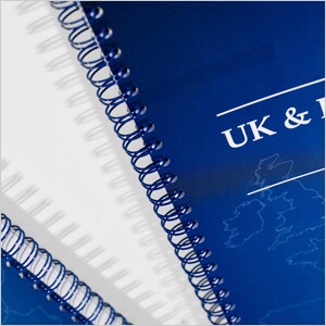 Blue Wire Bind book with the UK &amp; Ireland on the front cover 