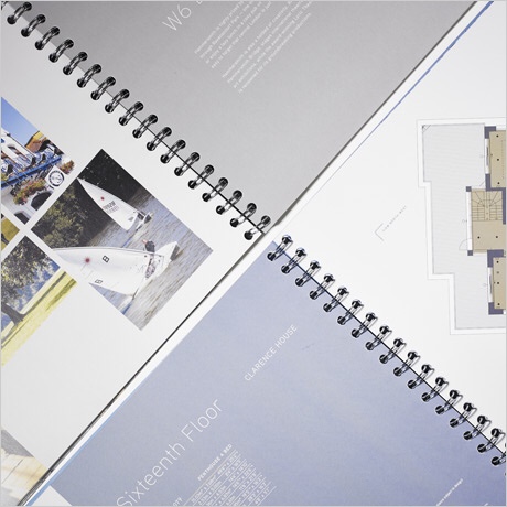 Digitally printed notepad with building plans on the pages