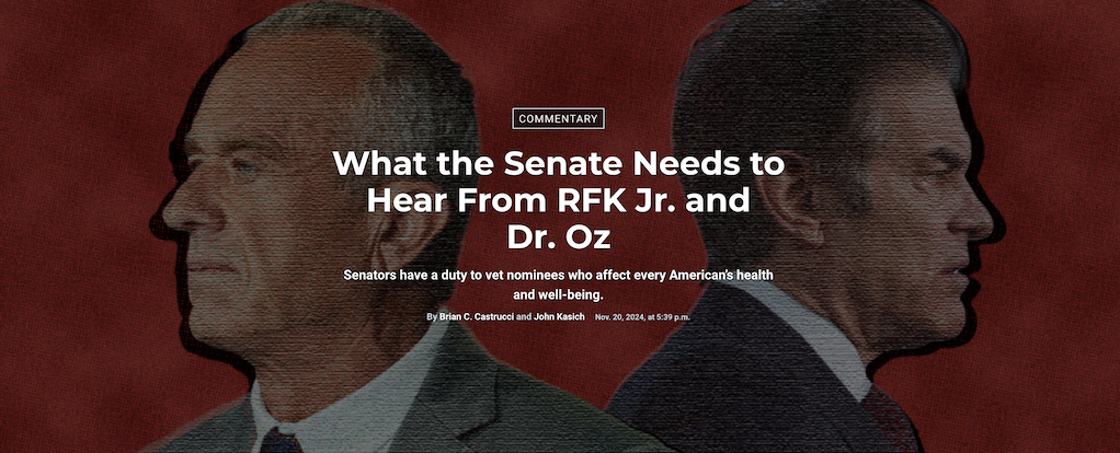Op-Ed: What the Senate Needs to Hear From RFK Jr. and Dr. Oz