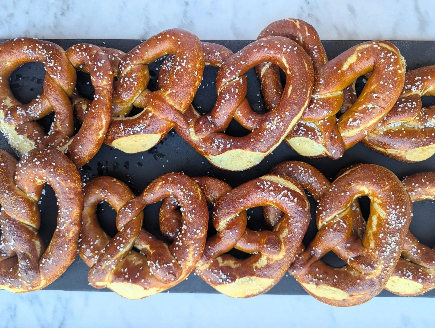 Thursday is pretzel day at the bakery! Thank you all for your appreciation and patience with the pretzel roll out. I think we're finally making enough for walk-ins to last all day! But if you're really bent on getting some, just give us a call at the