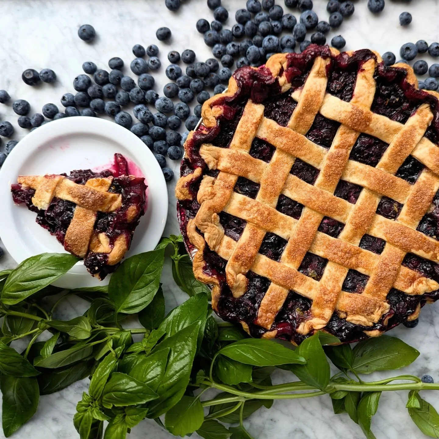 Monday is a great day to stop by the bakery for a slice of pie! This might be the last batch of blueberry basil pie for the season. It's always hard to say goodbye to blueberries, but I bet you'll be able to find some in the next week or two at the f