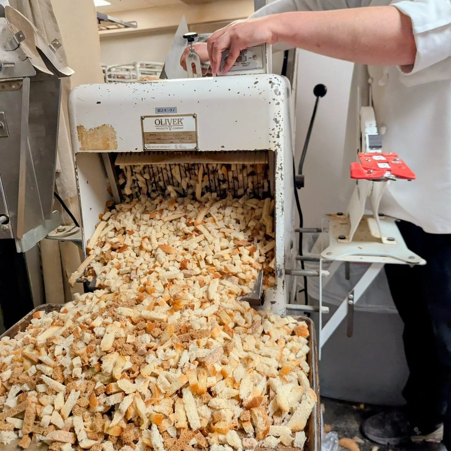 Years ago this picture would have made absolutely zero sense to me. Now I can't think of a Thanksgiving season without this process. Any guesses on what we're doing? 

Separate note to all the people frantically calling the bakery today to place thei