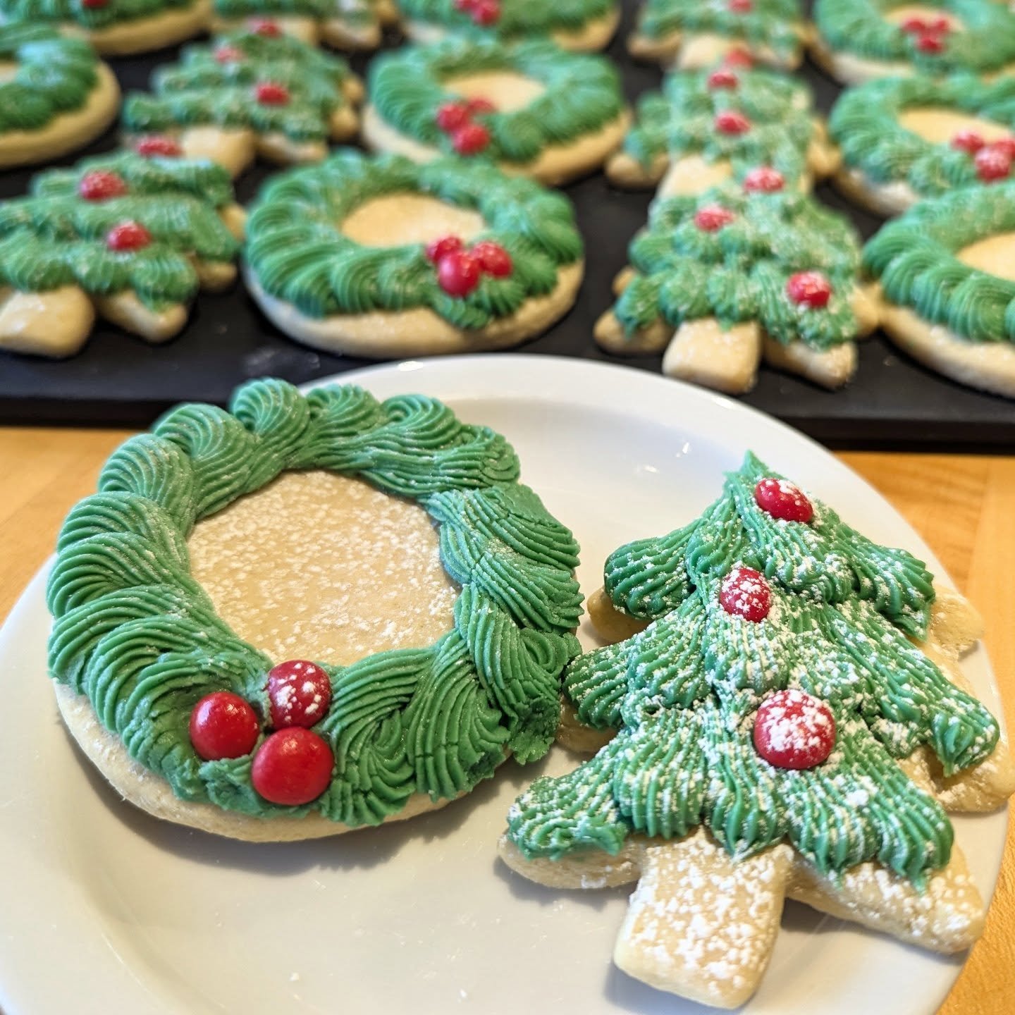 December is here and so are tree and wreath buttercream cookies!

I know it's no chocolate babka or stollen, but it was a tough weekend. All your favorite Yule Tide baked goods will appear throughout the week, so you don't have to wait much longer!