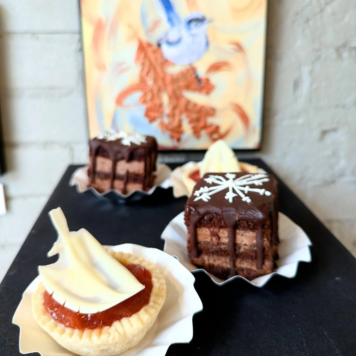 It's art week at Sarkozy Bakery! There's a lot to describe and some important details for this week! So read on:

First of all Art Hop is this Friday and we'll be staying open late to host the wonderfully skilled, Melody Allen!

Melody's show is focu