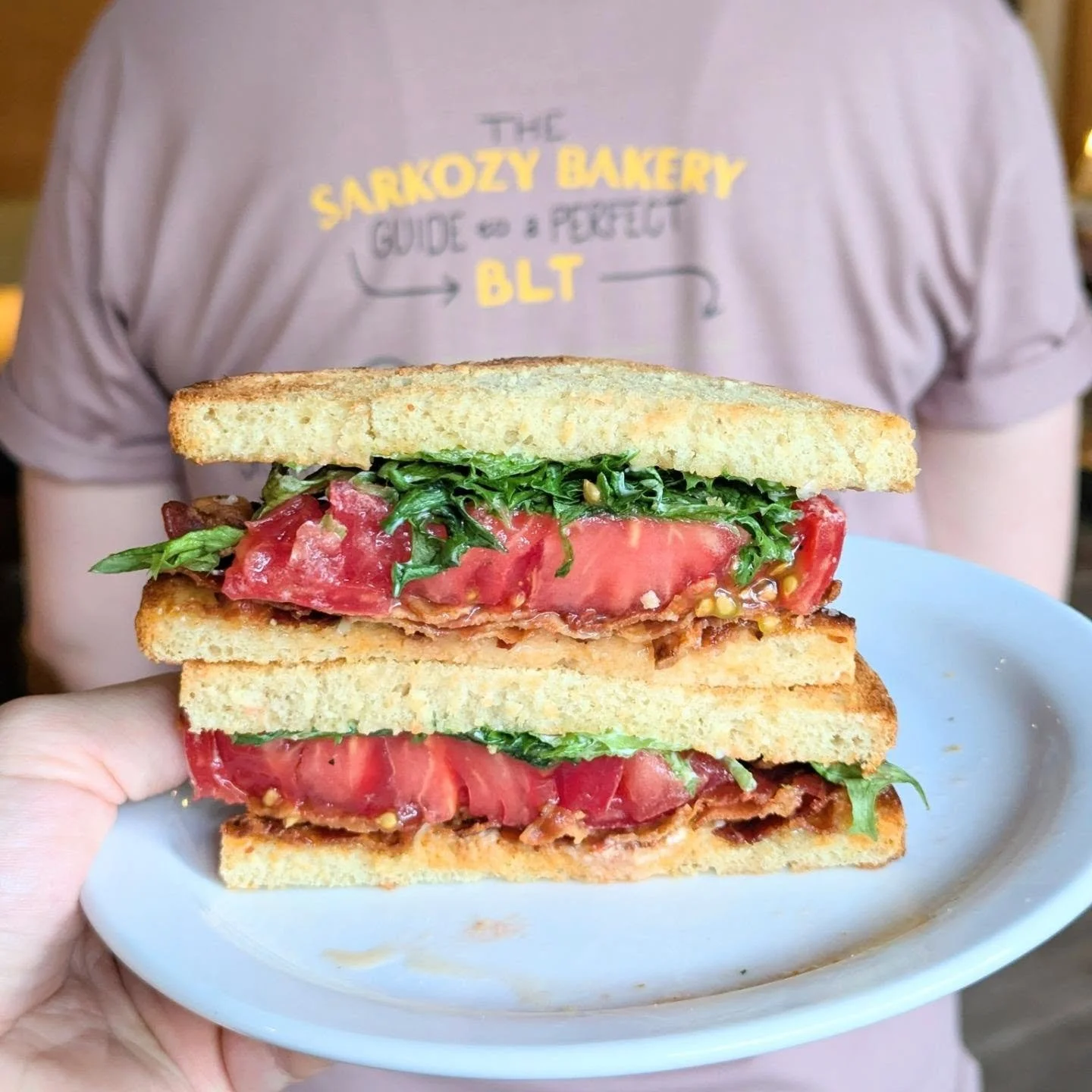BLTshirts are here just in time for BLTeason!!

Look, we don't mess around when it comes to BLTs and we don't think you should either! The perfect BLT requires a perfect tomato, but the perfect Sarkozy BLT starts with our oatmeal bread! So here's a s