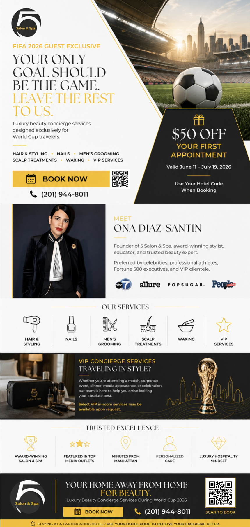 Ona Diaz-Santin Hair Saint Fort Lee", "FIFA beauty services near MetLife Stadium