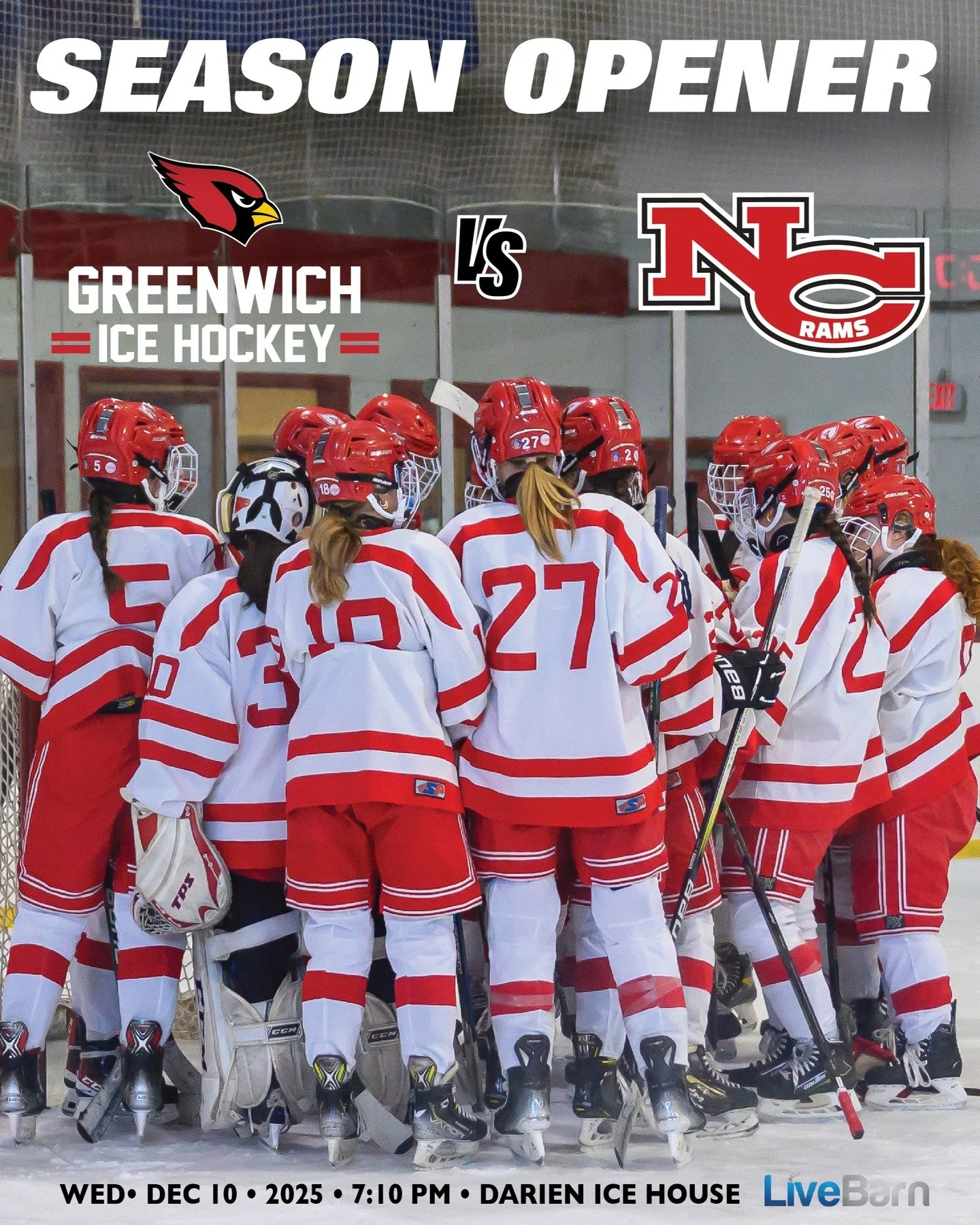🏒 GHS Girls Hockey Season Opener!
📅 Wednesday, Dec 10th 7:10pm
🆚 New High School Rams
📍 Darien Ice Rink
GO BIG RED! 🔥❤️
ncgirlshockey #girlshockey