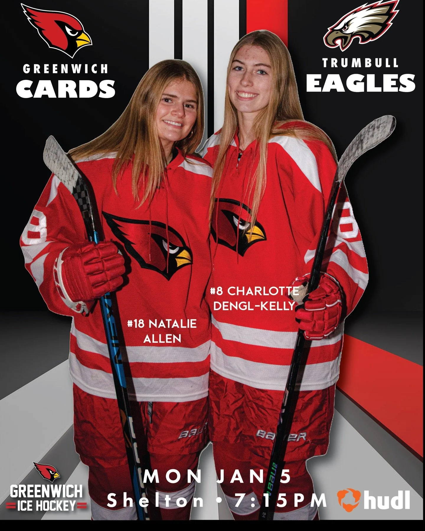 RIGHT BACK AT IT! 🔥🏒
MONDAY, JAN 5
🆚 Trumbull
📍 Shelton Rinks
⏰ 7:15 PM
LET&rsquo;S GO BIG RED 🔴🏒