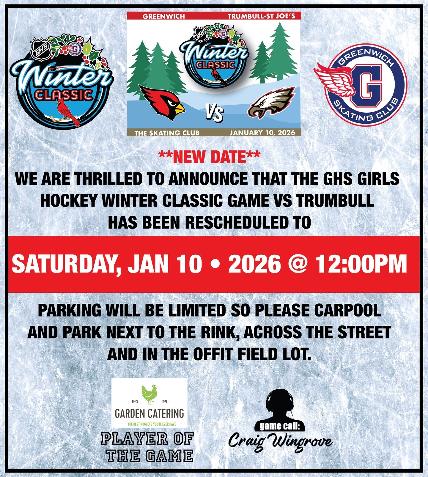 GAME ON! ❄️🏒 The GHS Winter Classic 

Tomorrow 12:00 NOON
📍 @ Greenwich Skating Club
🆚 Trumbull
📺 Stream live: greenwichgirlshockey.com

LET&rsquo;S TAKE IT OUTSIDE! 🔴🔥❄️