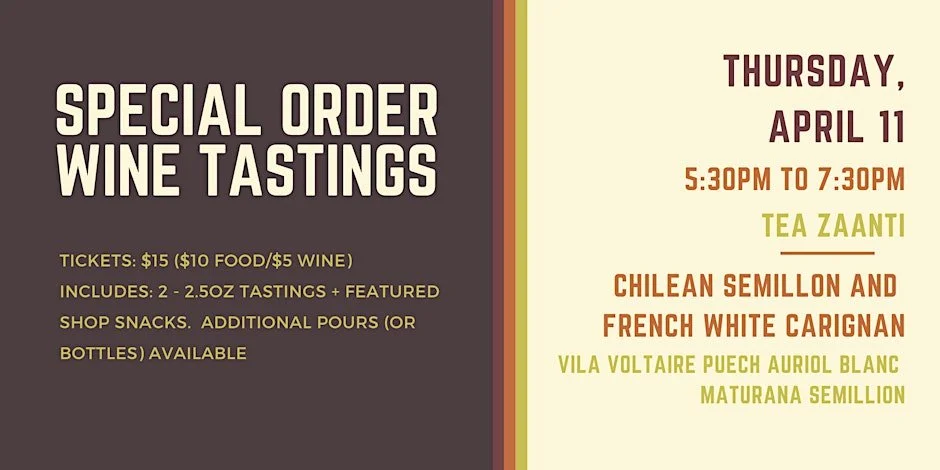 Wine Night Series - April 11th : Chilean Semillon and French White Carignan