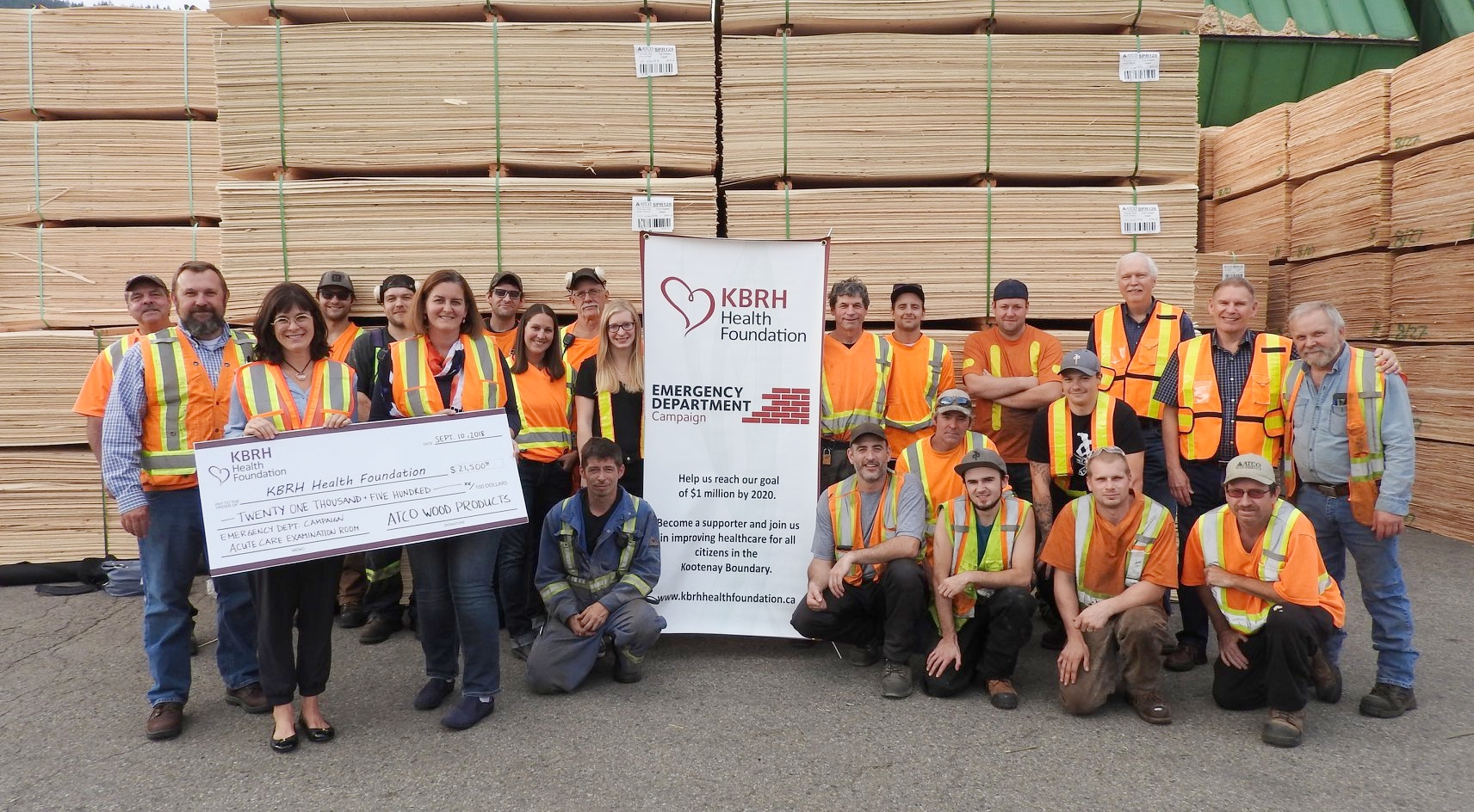  The KBRH Health Foundation has received $21,500 from ATCO Wood Products Ltd. for the Emergency Department Campaign. 