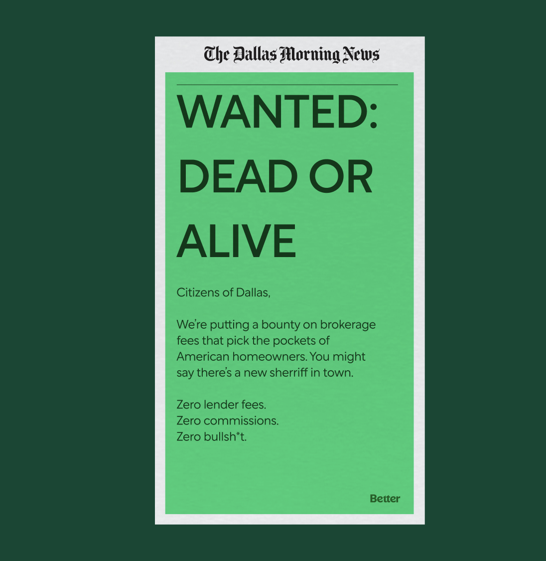 Open Letter—Dead or Alive: There’s a new sheriff in town.