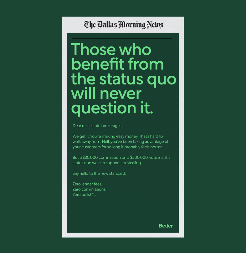 Open Letter—Status Quo: Those in power will never push progress, so it’s our job to question the norm.