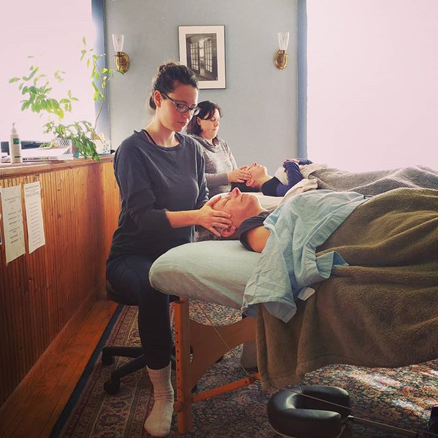 Half of our students are learning the head, face and neck Swedish massage sequence today while the other half of class is learning Reiki I. 🙌 #wellnessmassagecenter #wellnessmassagevt #massageschool #massageclassisthebestclass #swedishmassage #reiki