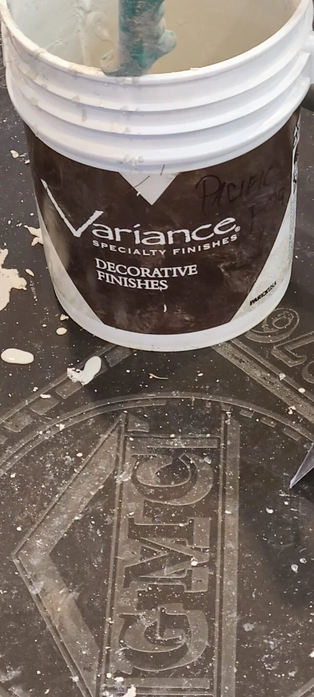 Variance Specialty Finishes Decorative Finishes" with a mixing tool.