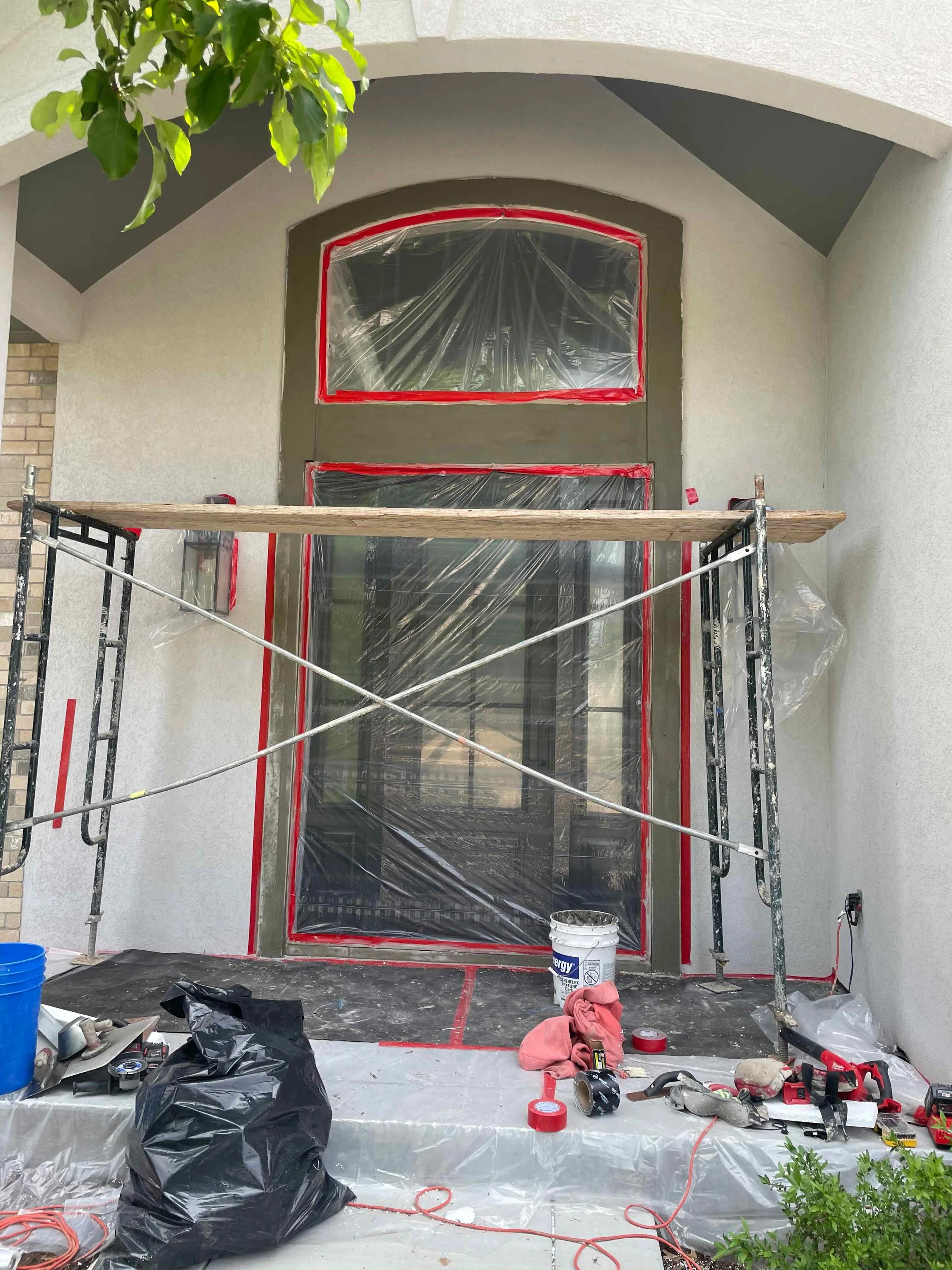 New doors Stucco trim match and install