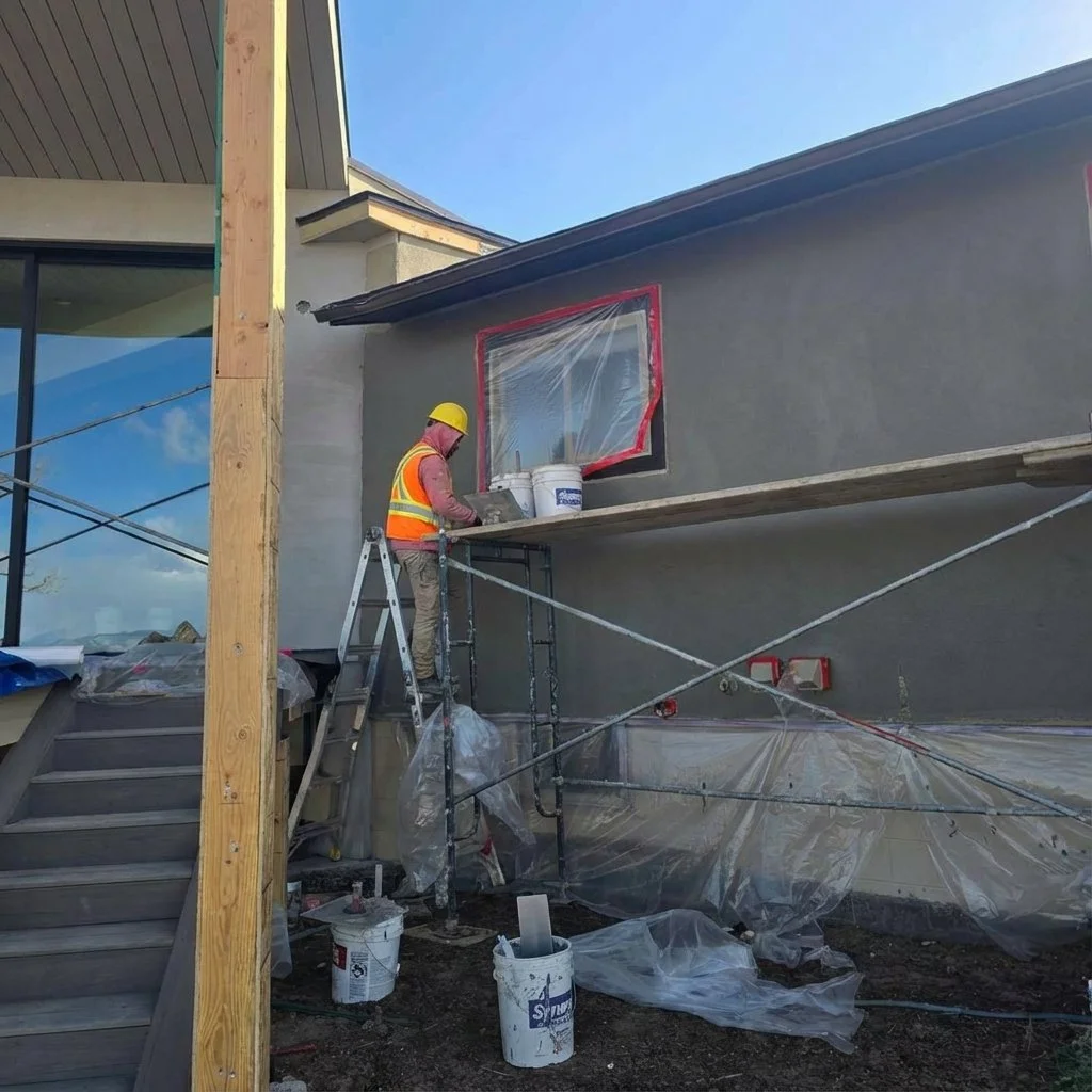 Stucco patch painted using mistint finish on Colorado home