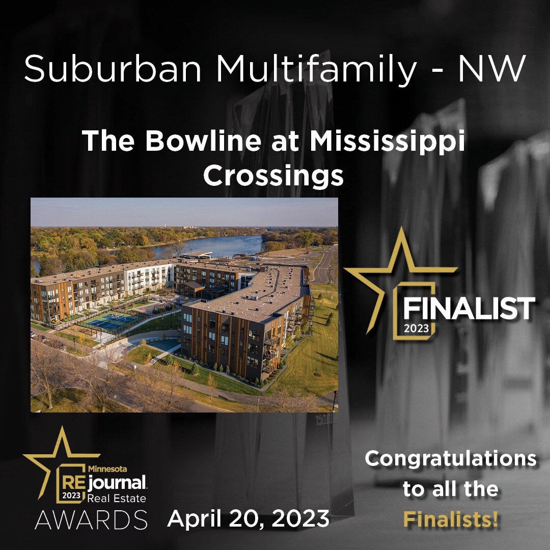 We are delighted to have @thebowline_champlin named as a finalist for the Suburban Multifamily - NW Award by Minnesota's @re_journals!

#thebowline #apartments #multifamily #greco #realestate