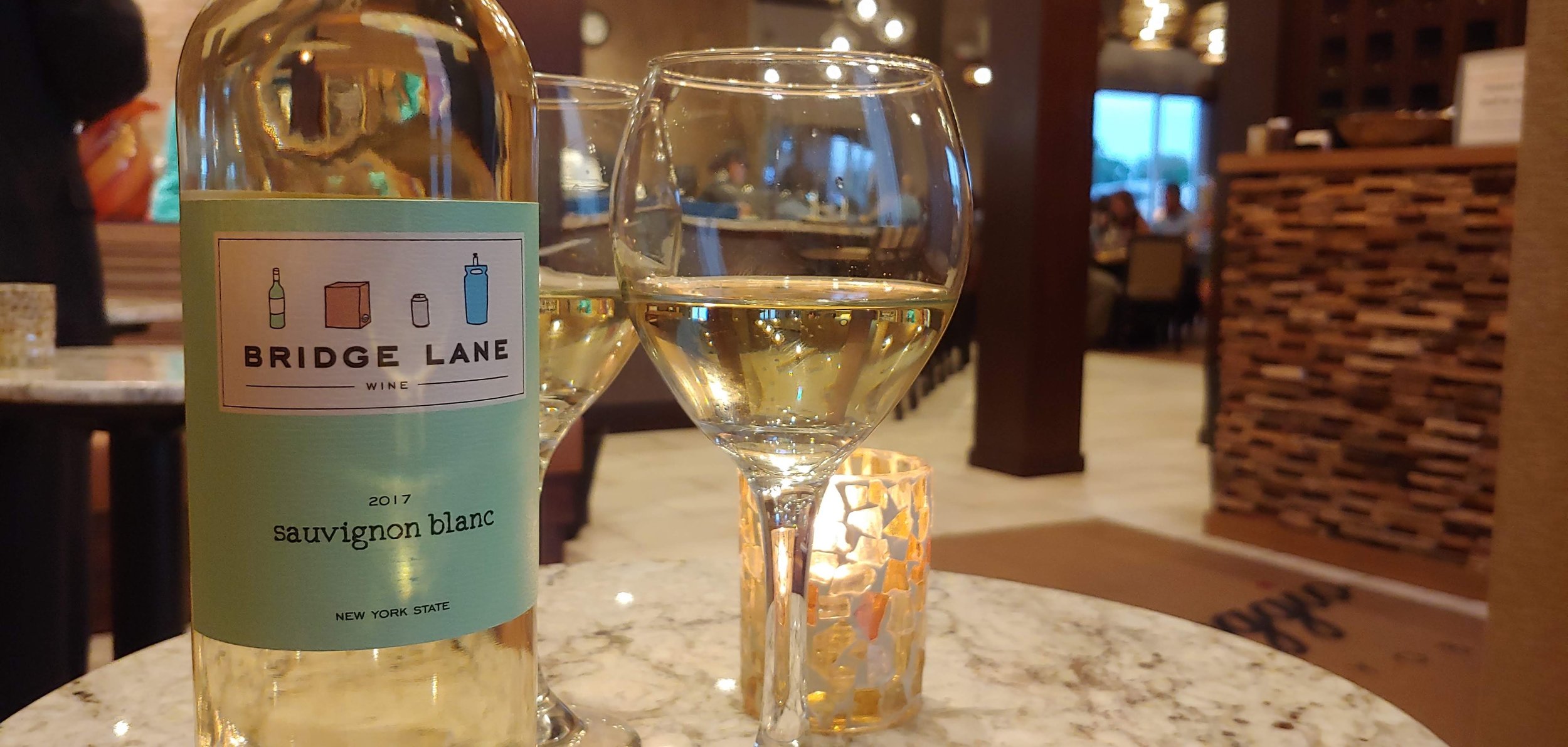 Bridge Lane Winery Sauvignon blanc, Bottle on restaurant table