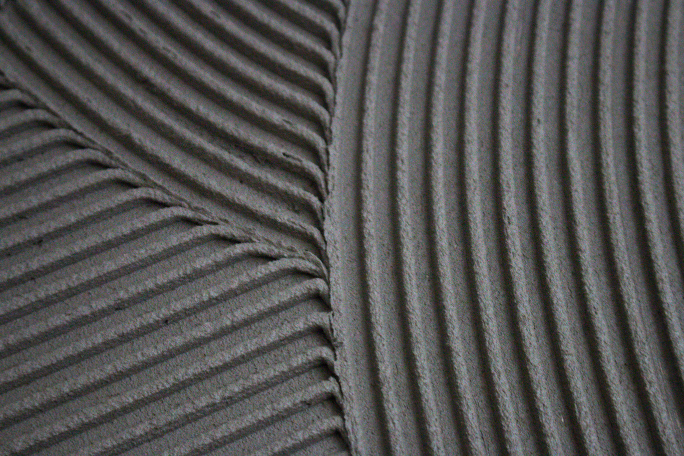 Grout with trowel marks.