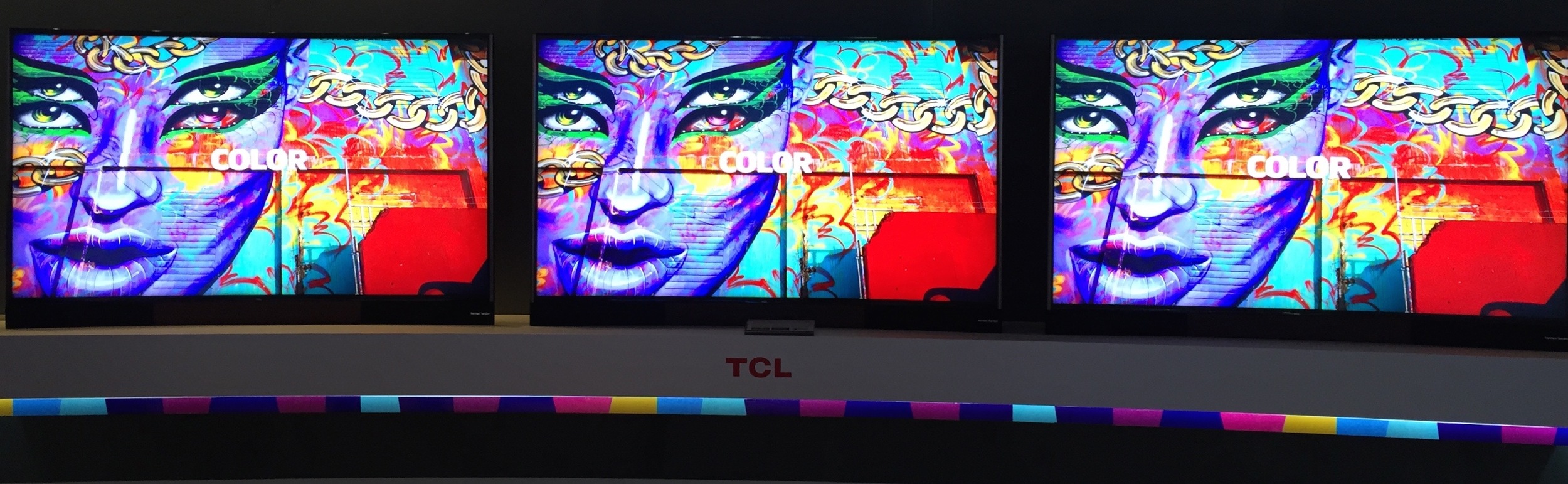 TCL QLED2.0 TV at IFA 2015 showing DolbyVision content specially mastered to take advantage of it's Quantum Dot-enhanced color capabilities.