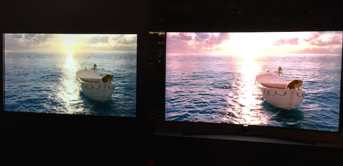 The Quantum Dot enhanced Samsung SUHD (on right) compared to one of last year's models