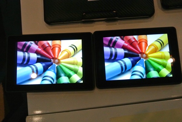Kindle Fire HDX 7 with QDEF (right) is tuned to give better color gamut and much better power consumption.