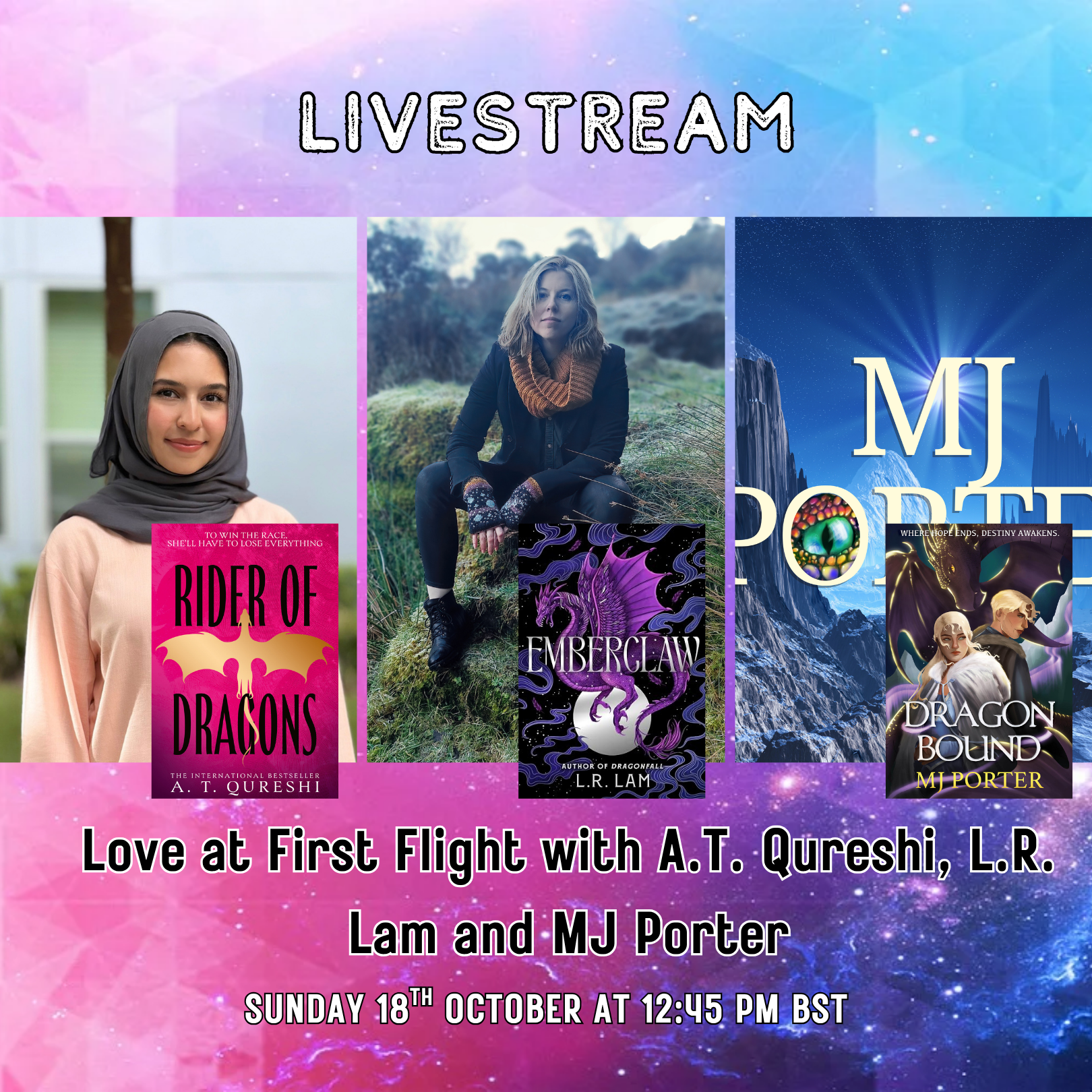 LIVESTREAM Love At First Flight with A.T. Qureshi, L.R. Lam and MJ Porter