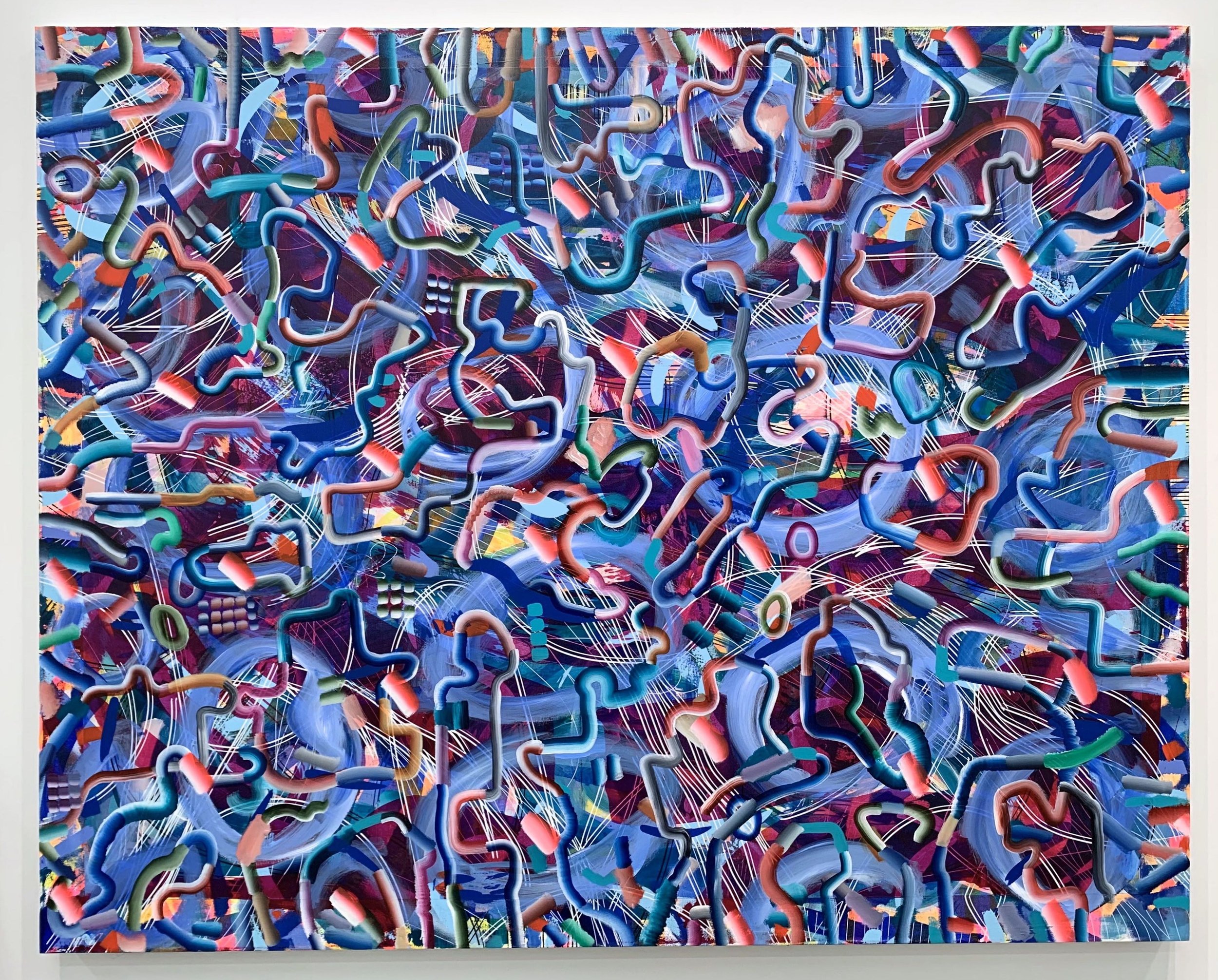 Bradley Harms, Smoke Squadron , acrylic on canvas, 48 x 60 inches.