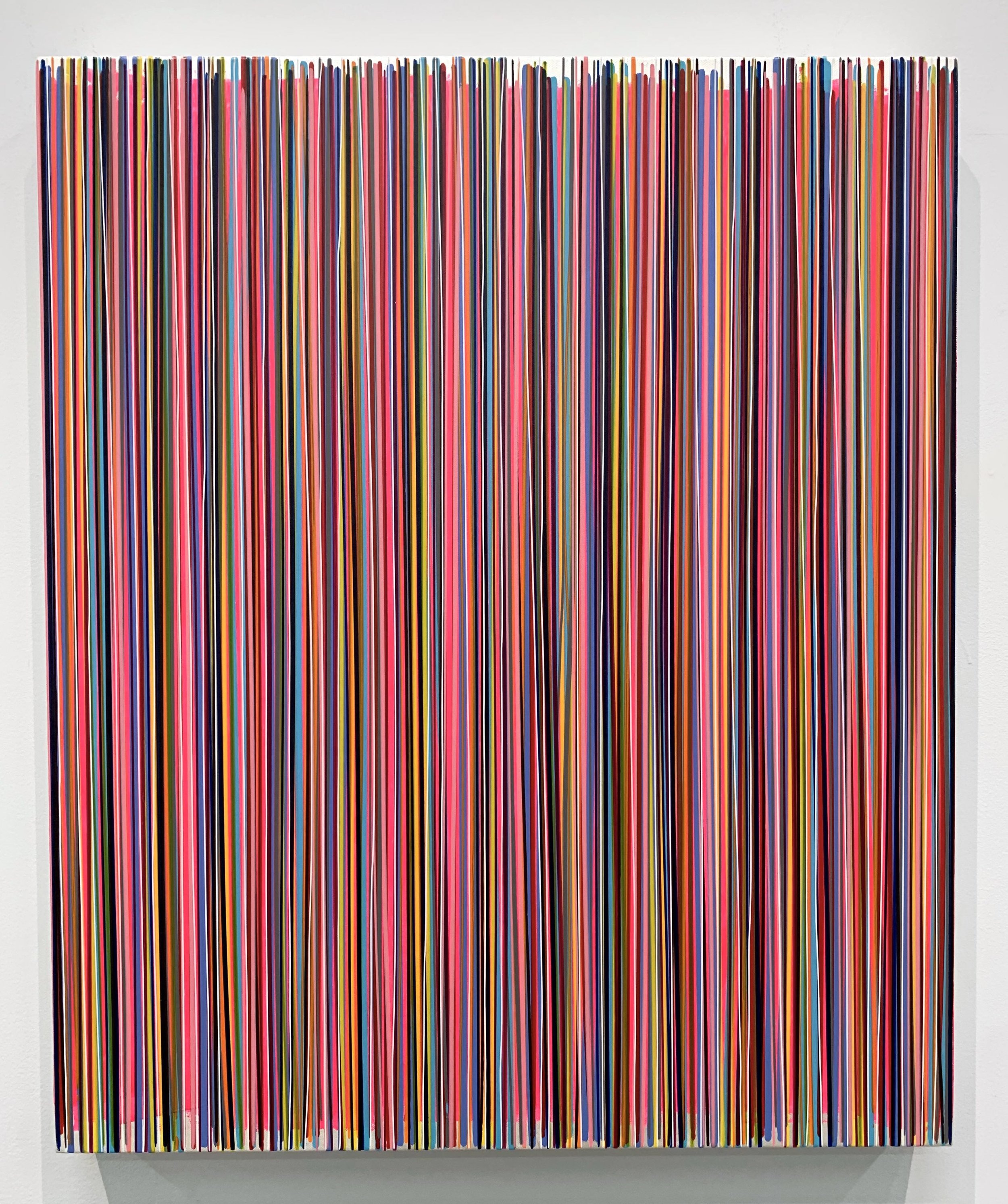 Bradley Harms, Ragged Edges (Pink) , acrylic on canvas on panel, 24 x 20 inches.