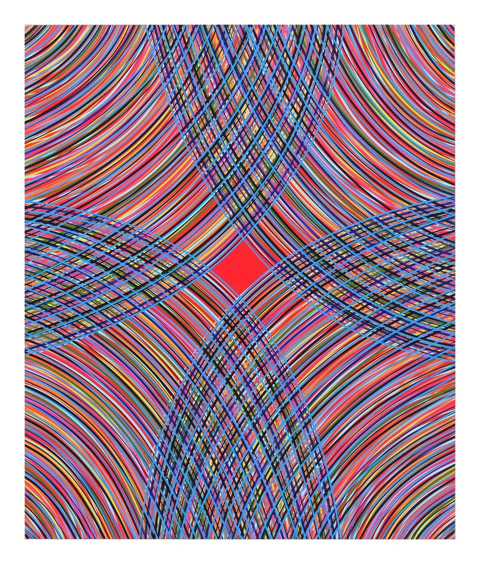 Bradley Harms, “Rond (quin red) 1”, 2024, acrylic on canvas, 24 x 20 inches.