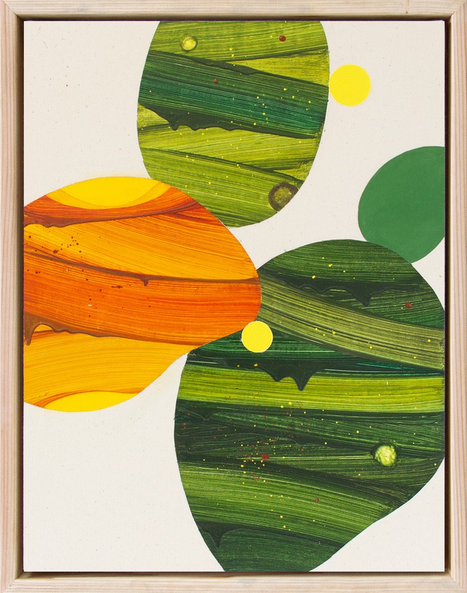 “Yellow Breeze #11 - Cactus”, 2024, oil and acrylic on canvas, 18 x 14 inches, 19 x 15 inches framed.