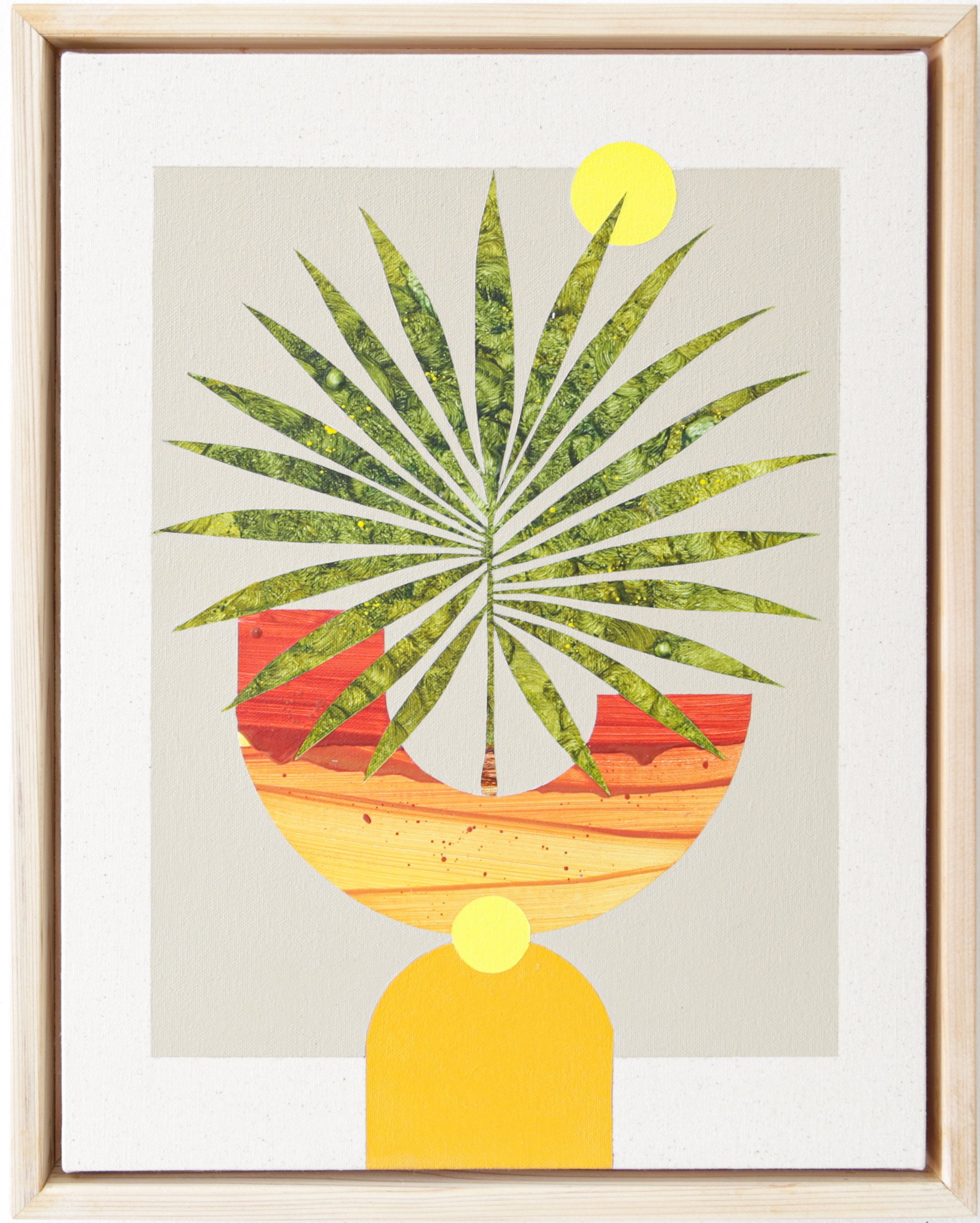 “Yellow Breeze #21”, 2024, oil and acrylic on canvas, 18 x 14 inches, 19.75 x 15.75 inches framed.