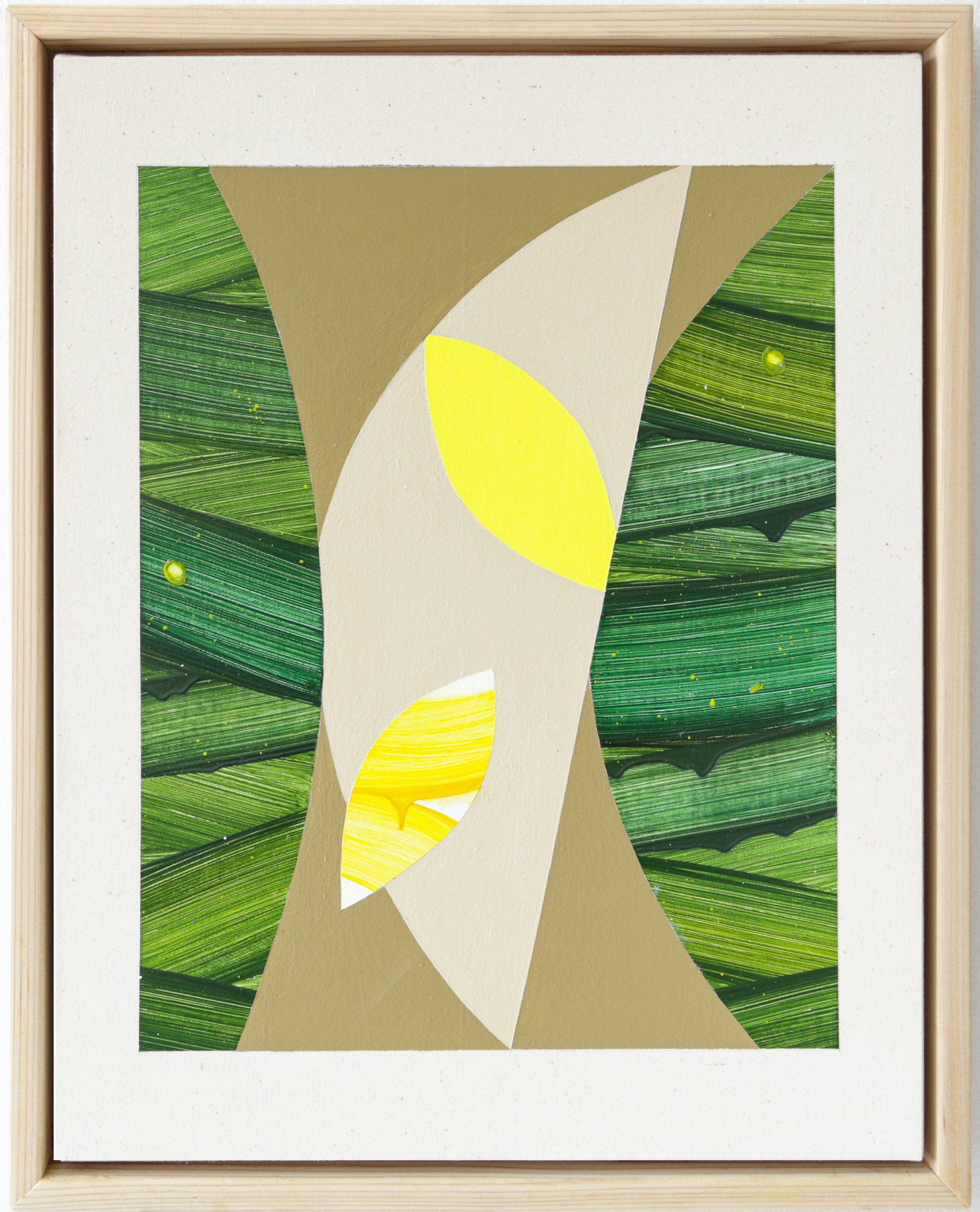 “Green Palette #15 - Summer Leaves”, 2023, oil and acrylic on canvas, 18 x 14 inches, 19.75 x 15.75 inches framed.