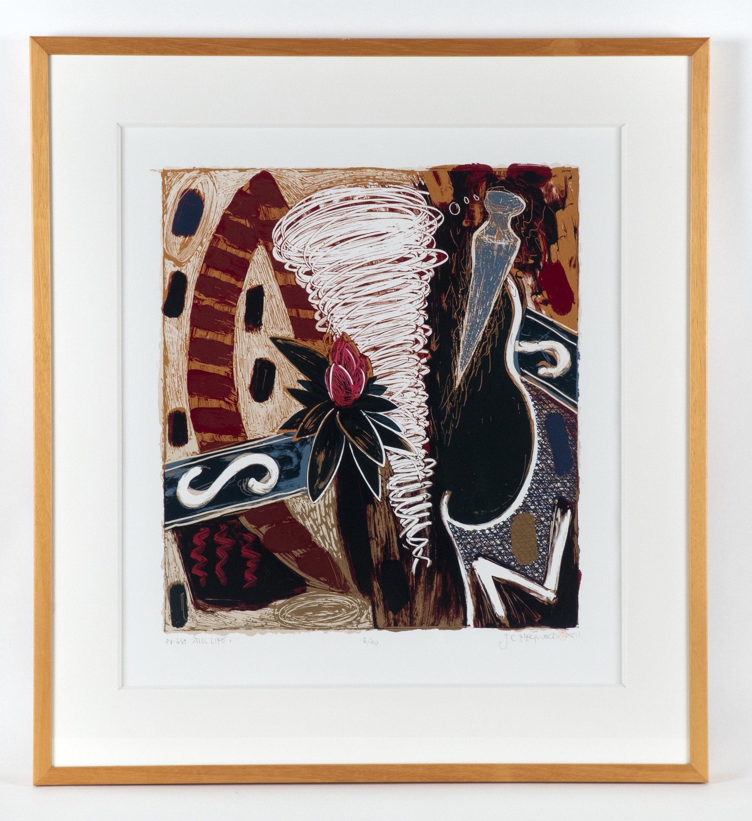 JC Heywood, “Angst Still Life”, 1992, serigraph, paper size 30 x 22 inches, image size 20 x 18 inches, edition # 6/40.