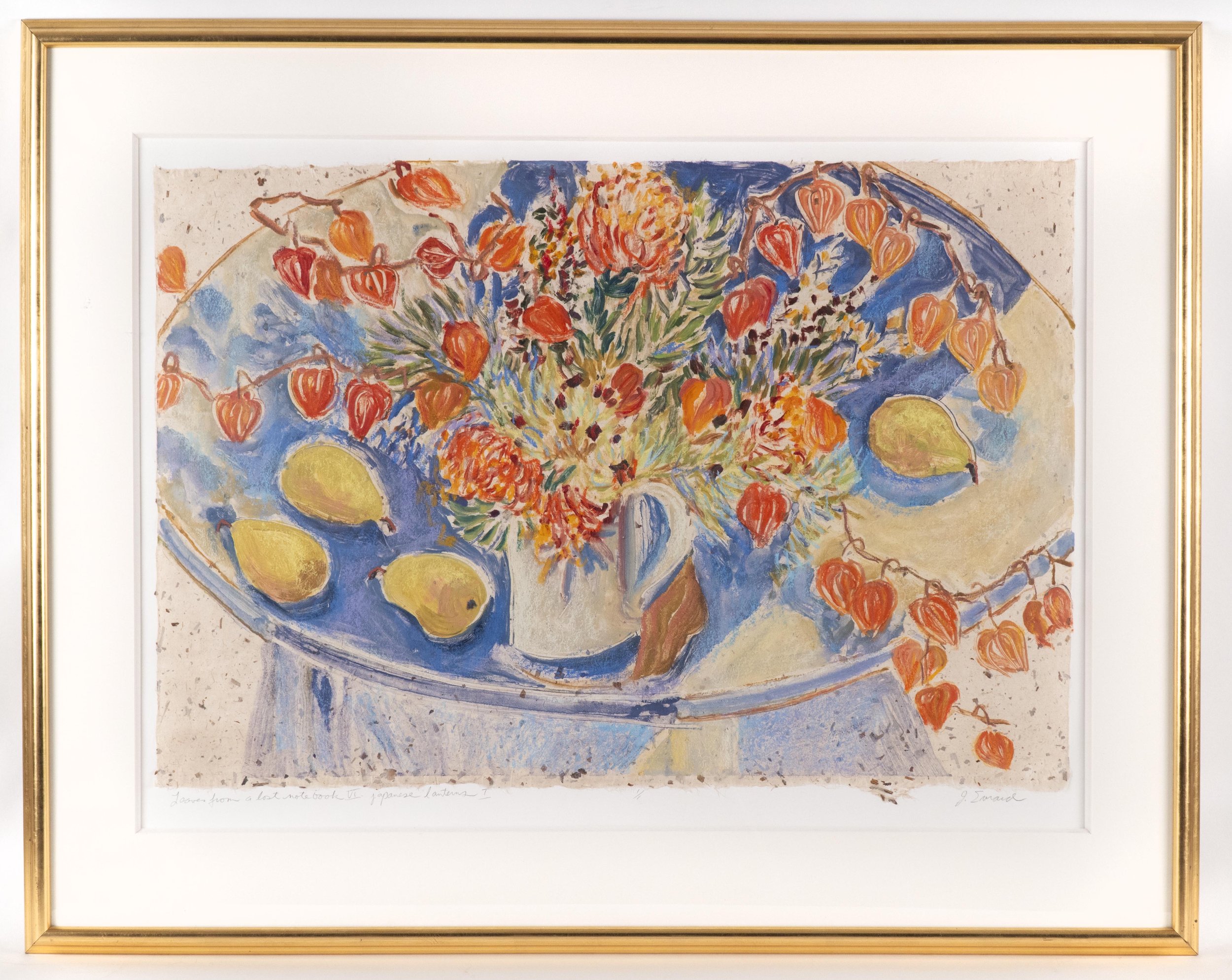 Jamie Evrard, “Leaves from a Lost Notebook VI Japanese lanterns I”, monoprint, edition 1/1.