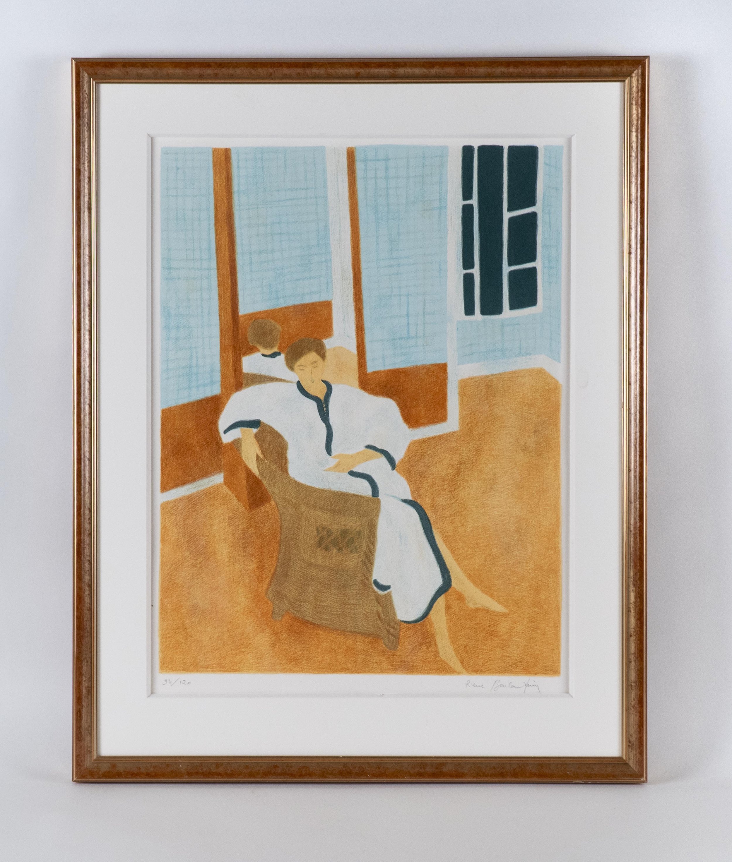 Pierre Boncompain, “La Chambre à Carreaux”, 1995, lithograph, 25 x 19 inches image size, edition # 97/120.