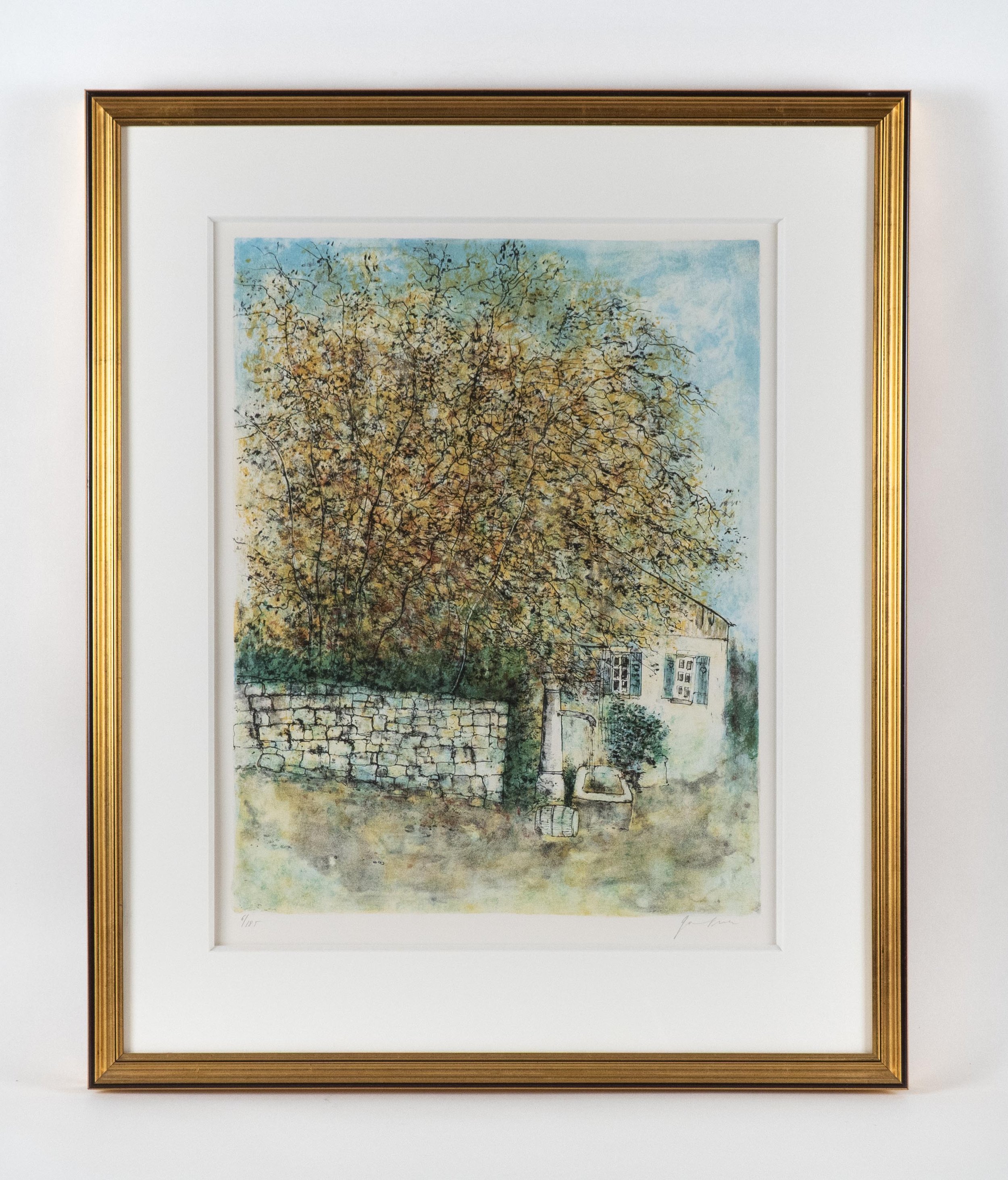 Bernard Gantner, “Le fontaine en automne”, 1991, original lithograph, edition # 6/185.