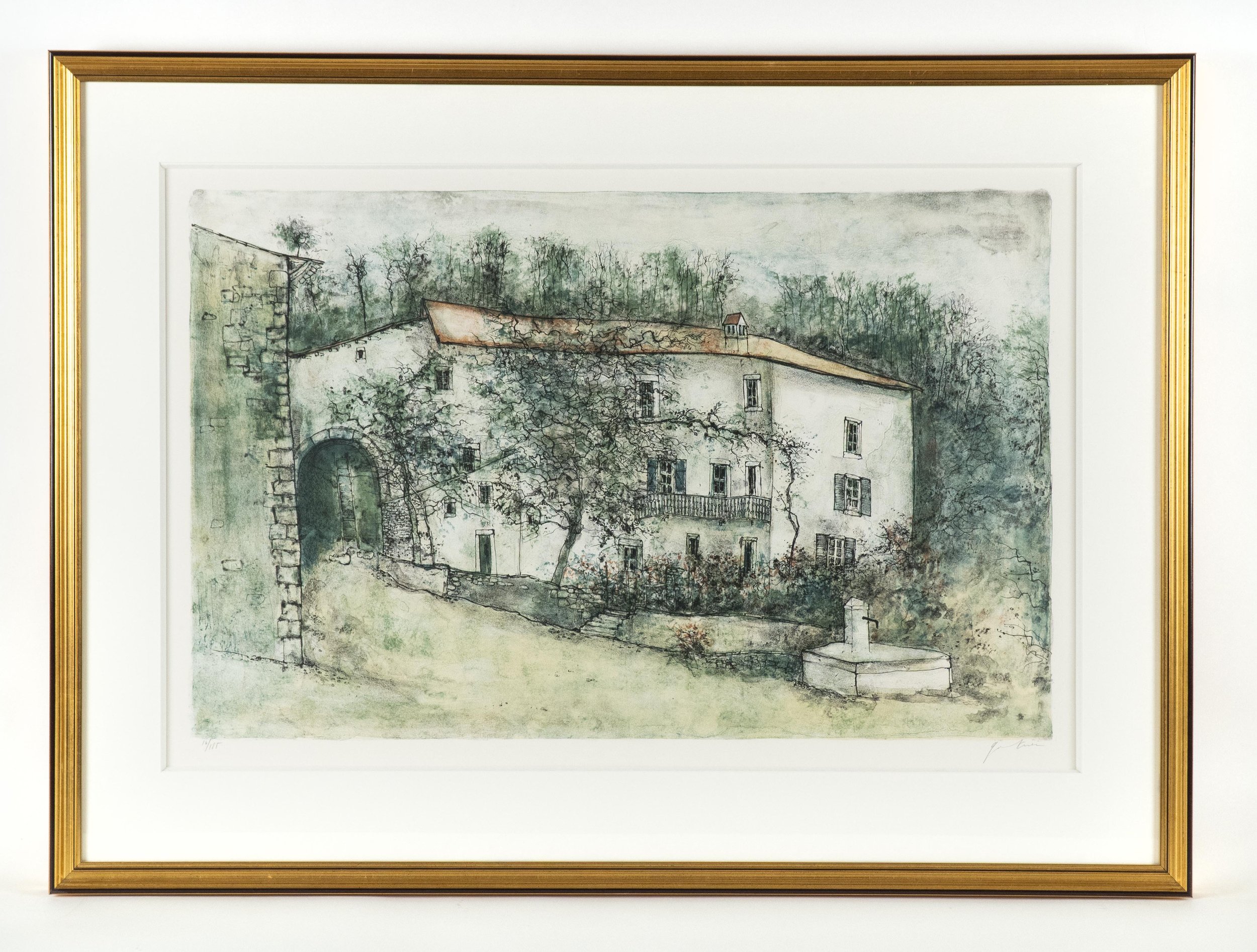 Bernard Gantner, “Ferme Savoyarde”, original lithograph, edition 14/185.