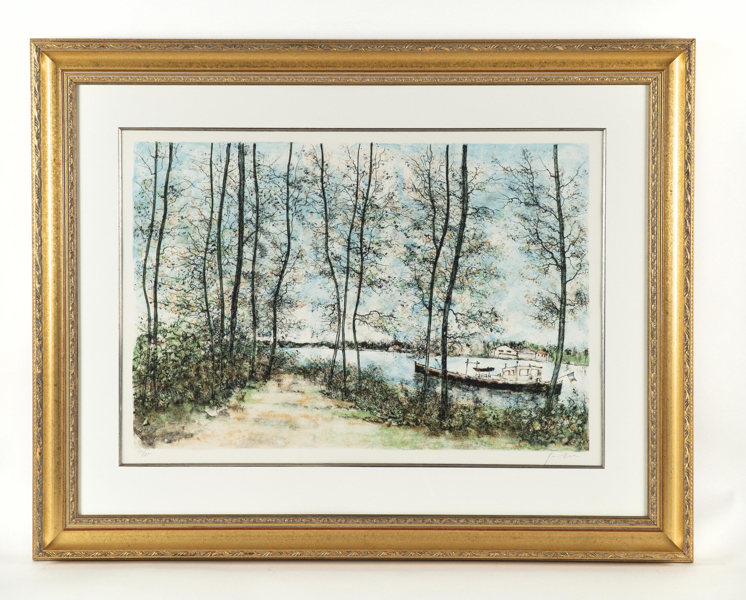 Bernard Gantner, “Le canal au printemps”, 1991, original lithograph, 65 x 85 cm, edition 160/185.