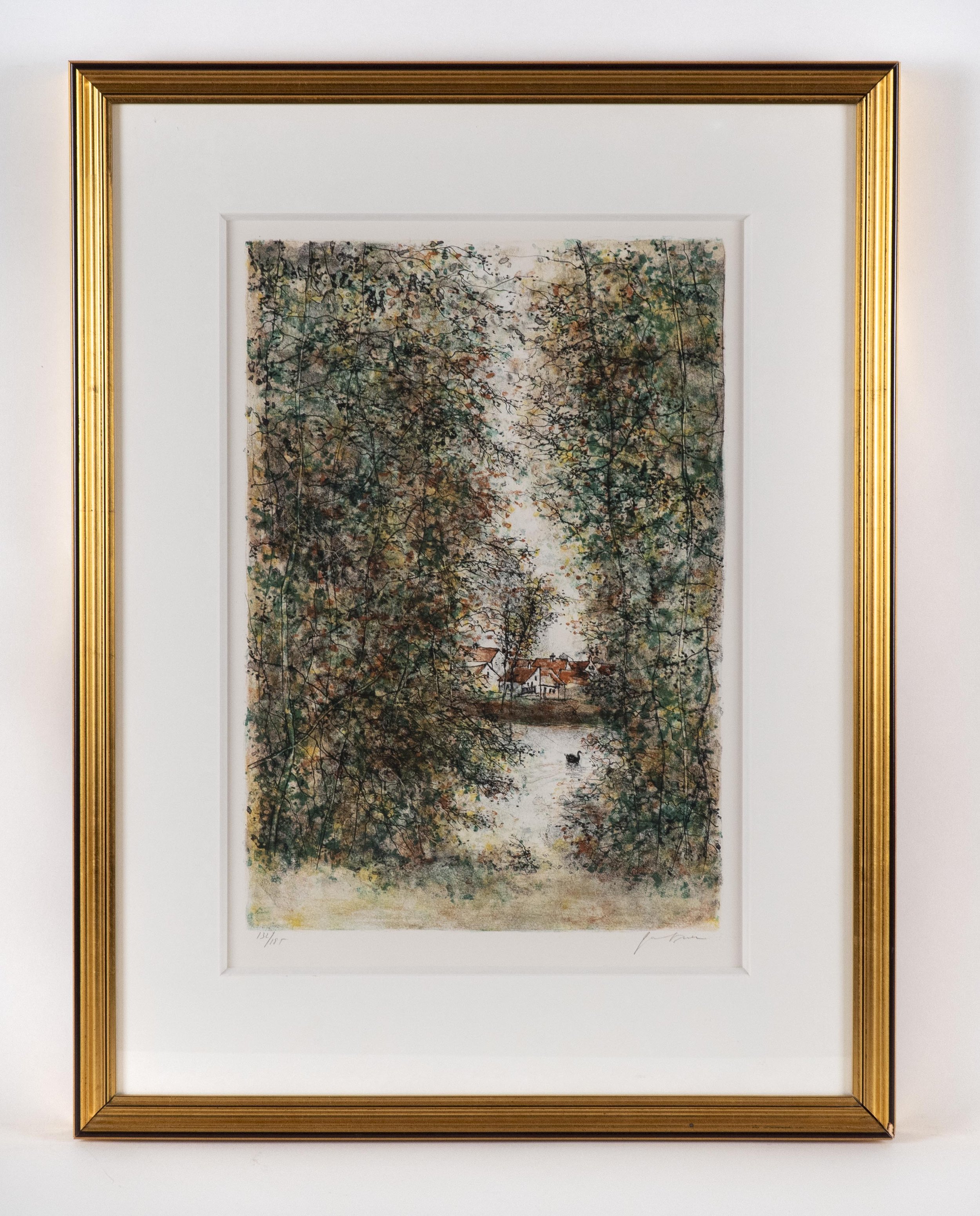 Bernard Gantner, “Vue sur le village”, 1990, original lithograph, 18 x 12.5 inches image size, edition # 132/185