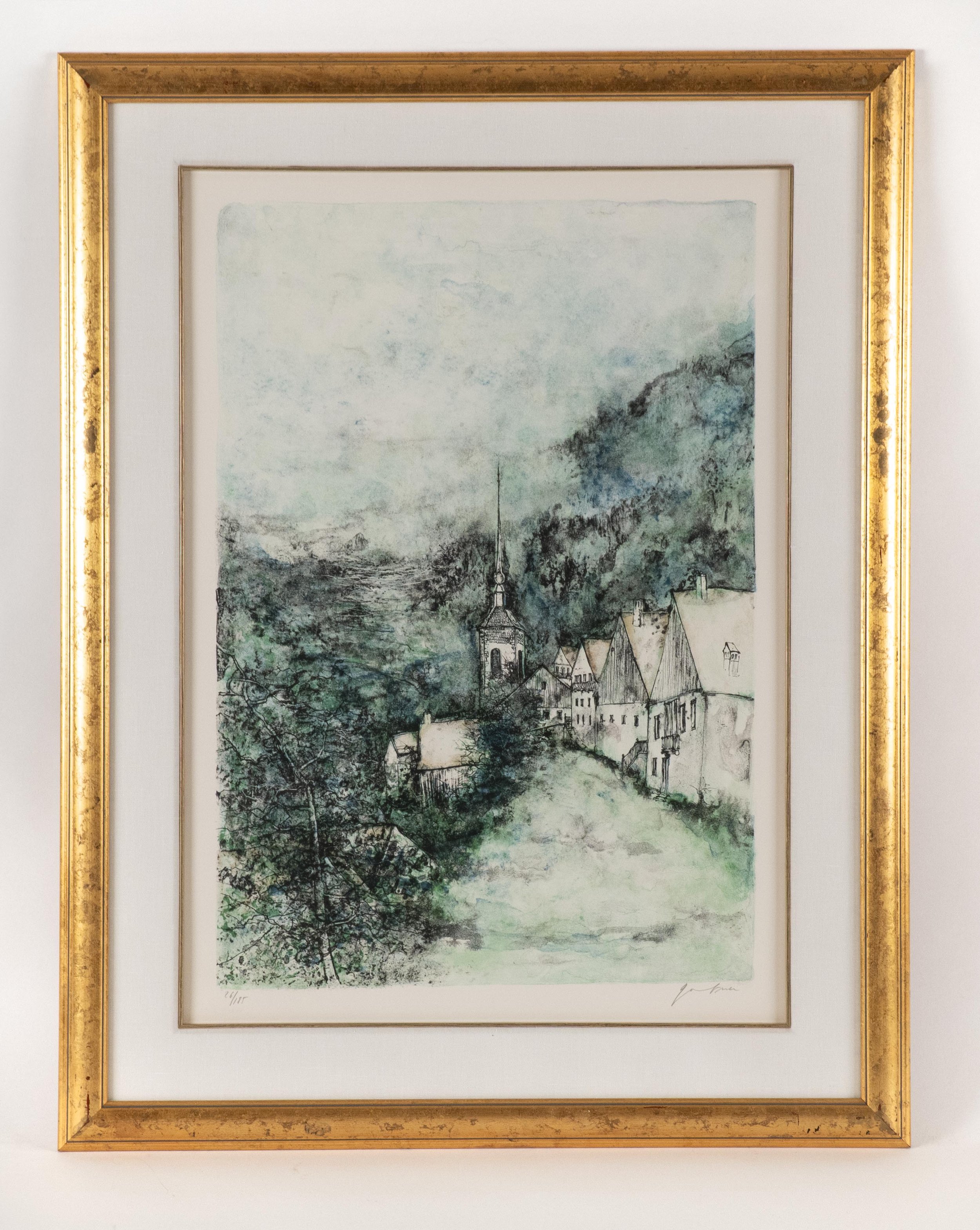 Bernard Gantner, “Dans une vallée savoyarde”, 1990, original lithograph, edition # 26/185.