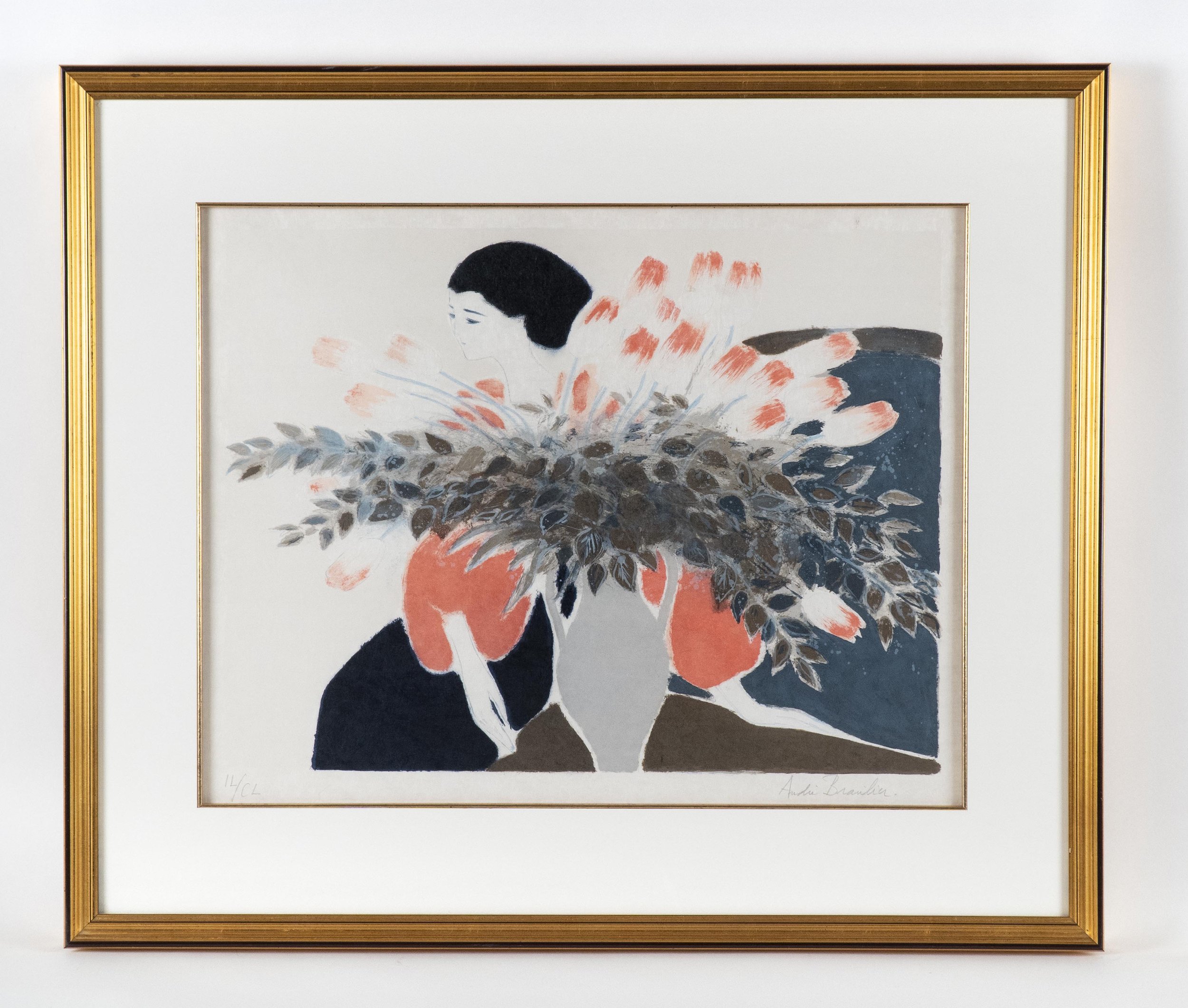 Andre Brasilier, “Tulips au corsage Rose”, original lithograph, 18 x 23.5 inches, edition # IL/CL.