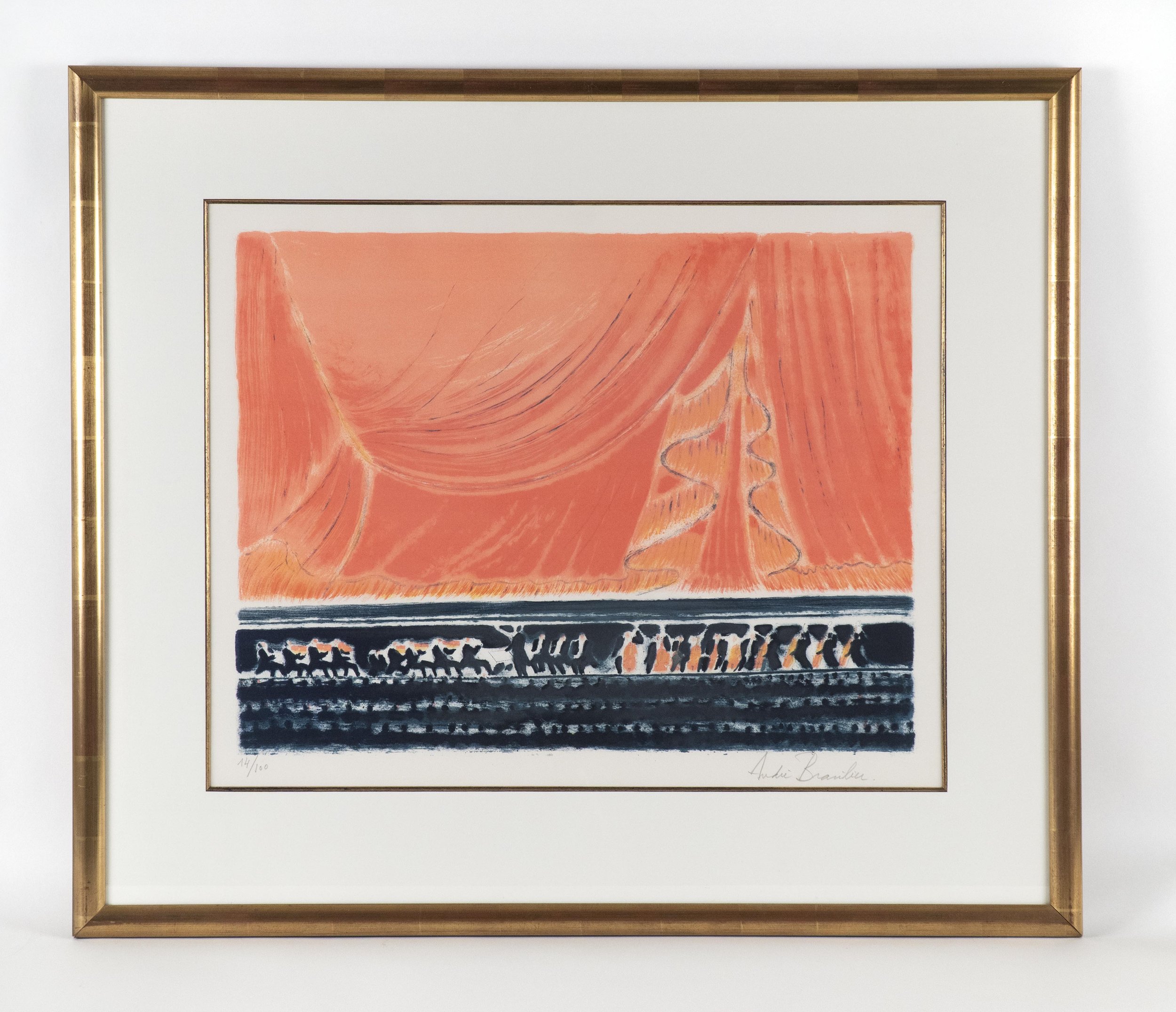 Andre Brasilier, “Le Rideau de l'opera”, original lithograph, 19.75 x 26 inches, edition 14/100.