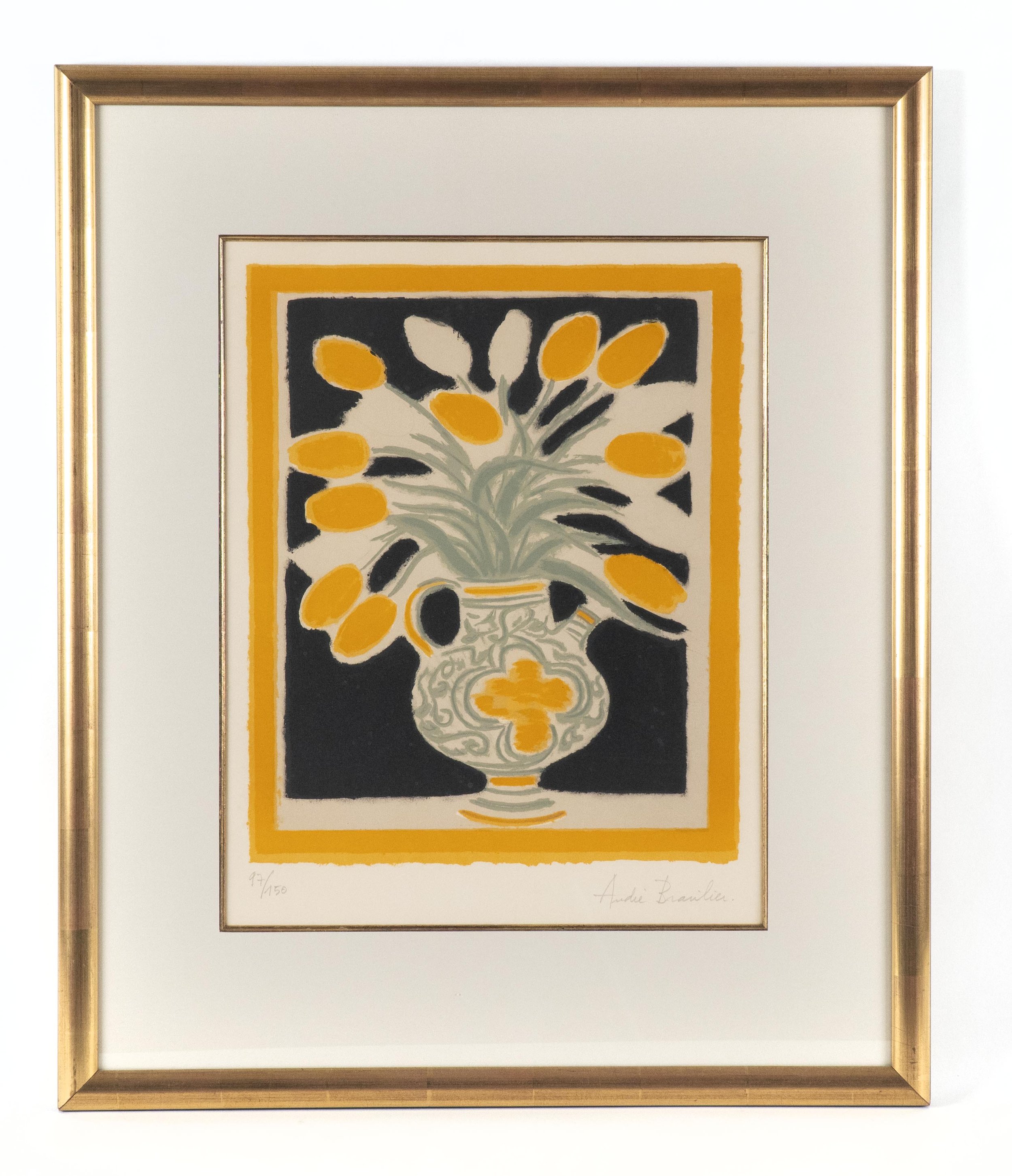Andre Brasilier, “Le Vase Italien”, original lithograph, original lithograph, 18.5 x 15 inches, edition # 97/150.