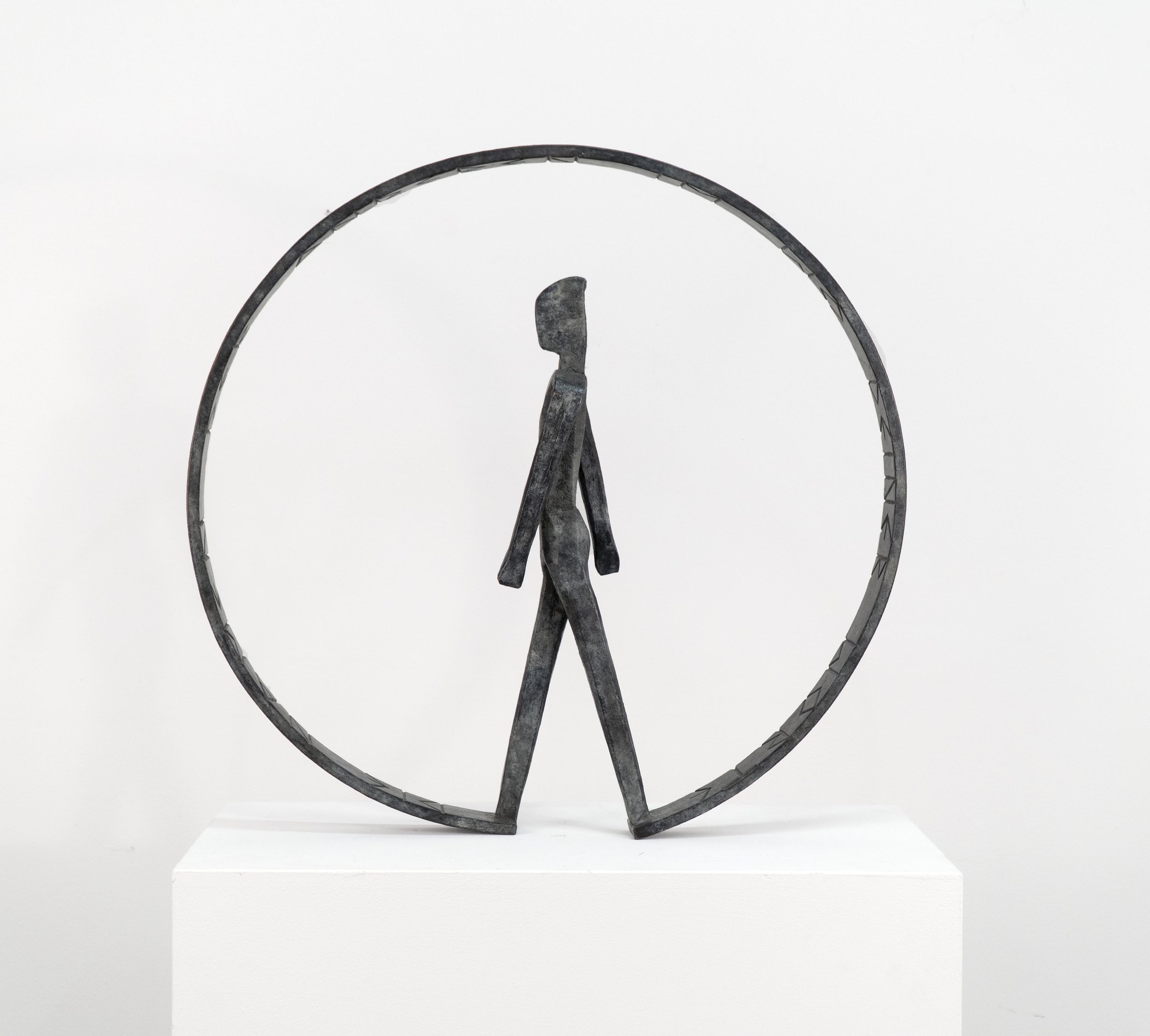 Markus Schaller, “Figure In a Circle”, c. 2002, bronze, 21 × 21 × 3 inches. Edition 2.