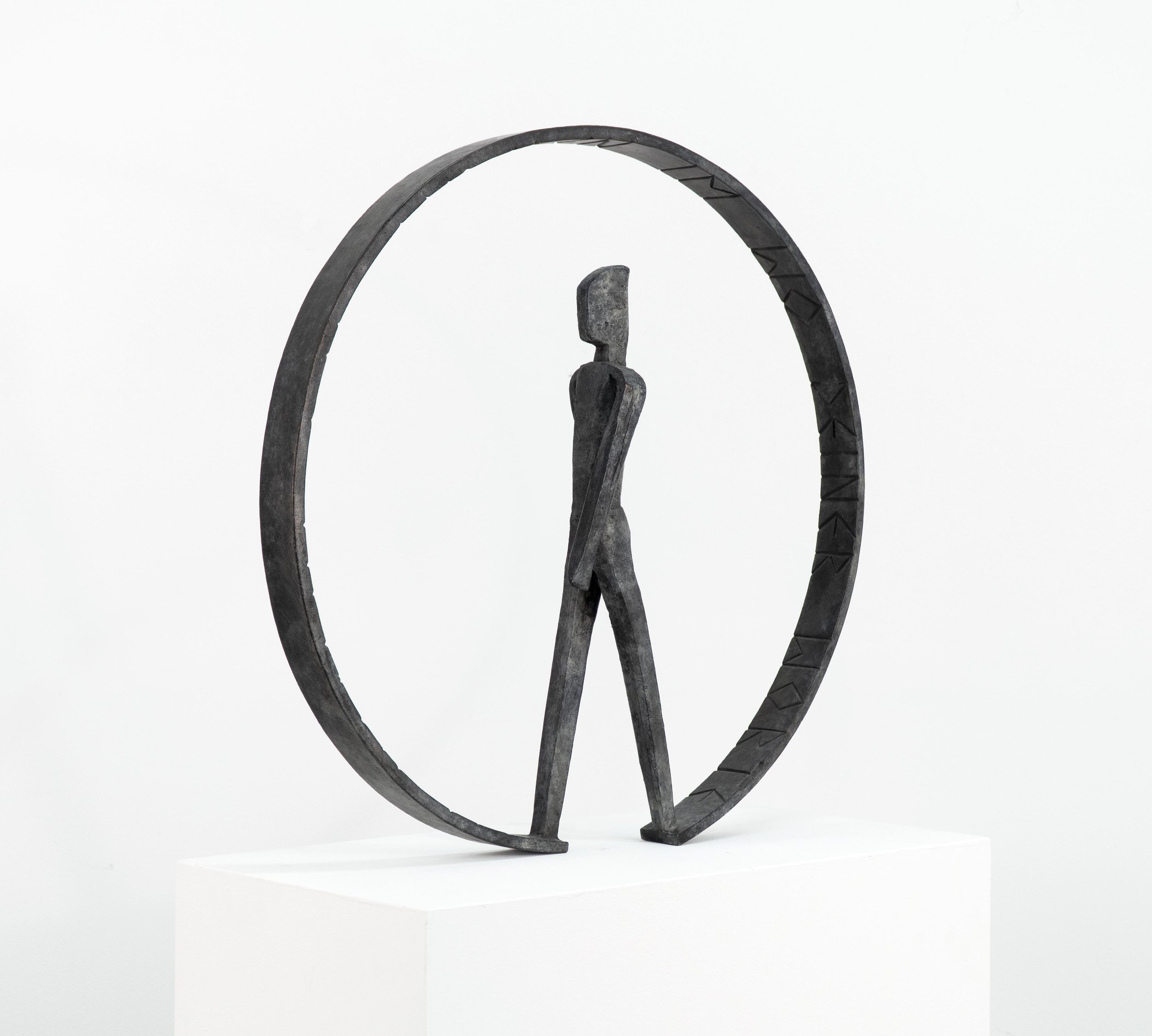 Markus Schaller, “Figure In a Circle”, c. 2002, bronze, 21 × 21 × 3 inches. Edition 2.