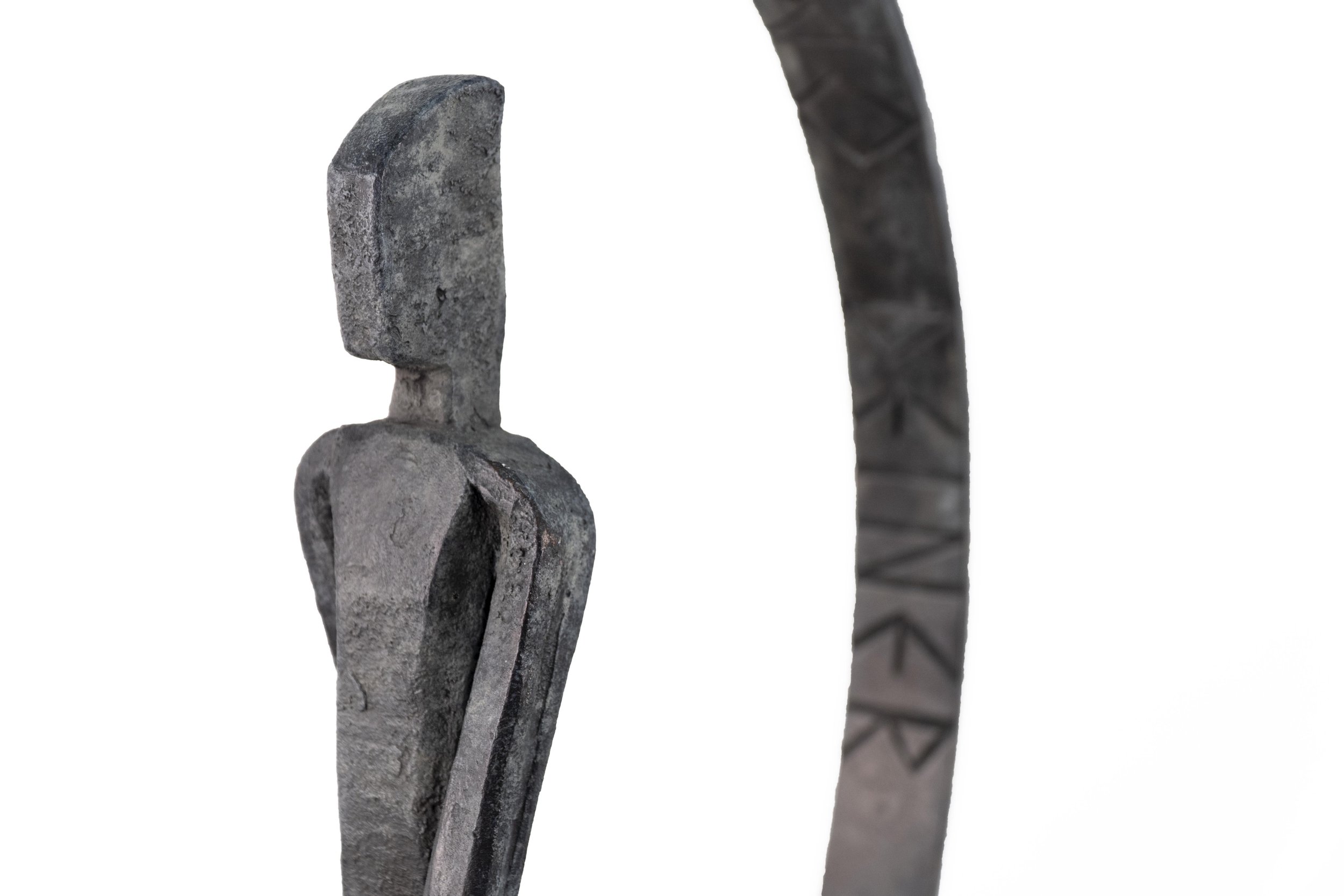 Markus Schaller, “Figure In a Circle” (detail), c. 2002, bronze, 21 × 21 × 3 inches. Edition 2.