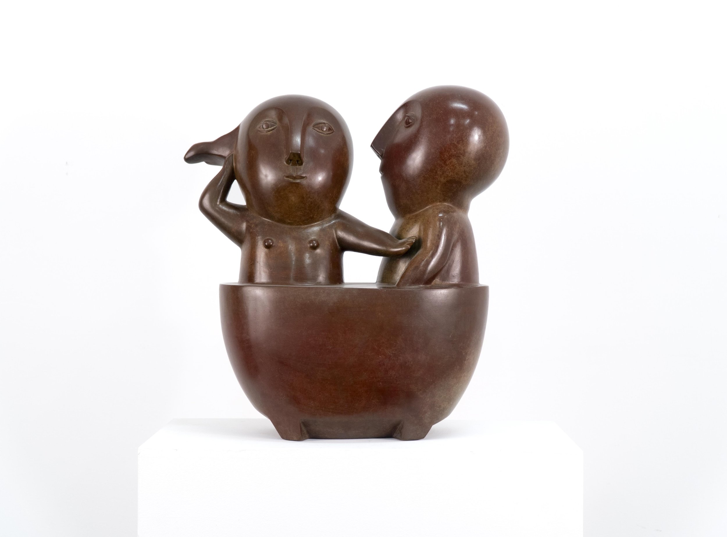 Odile Kinart, “Brimful”, bronze, 18 × 18 × 9.25 inches, edition # 8/8.